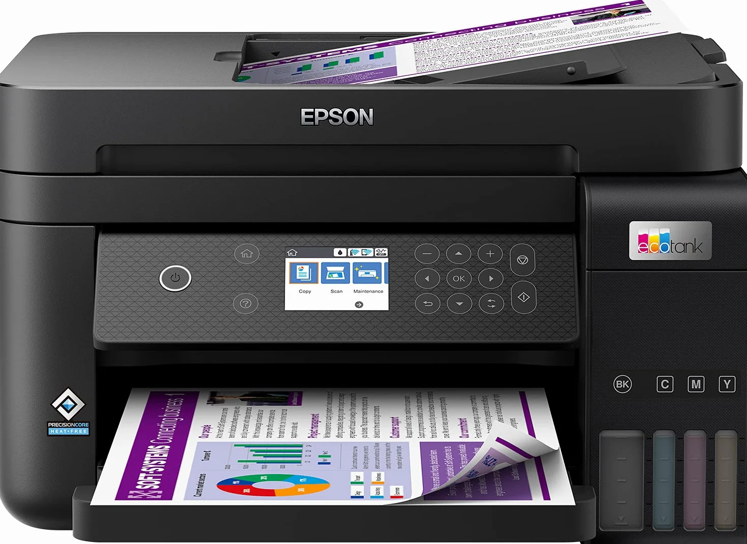 Epson EcoTank ET-3850, Impresora WiFi A4 Multifunción 3en1 con Depósito Tinta Recargable, Impresión Doble Cara (Dúplex), Alimentador Documentos (ADF), Pantalla LCD, Bandeja Frontal, Mobile Printing