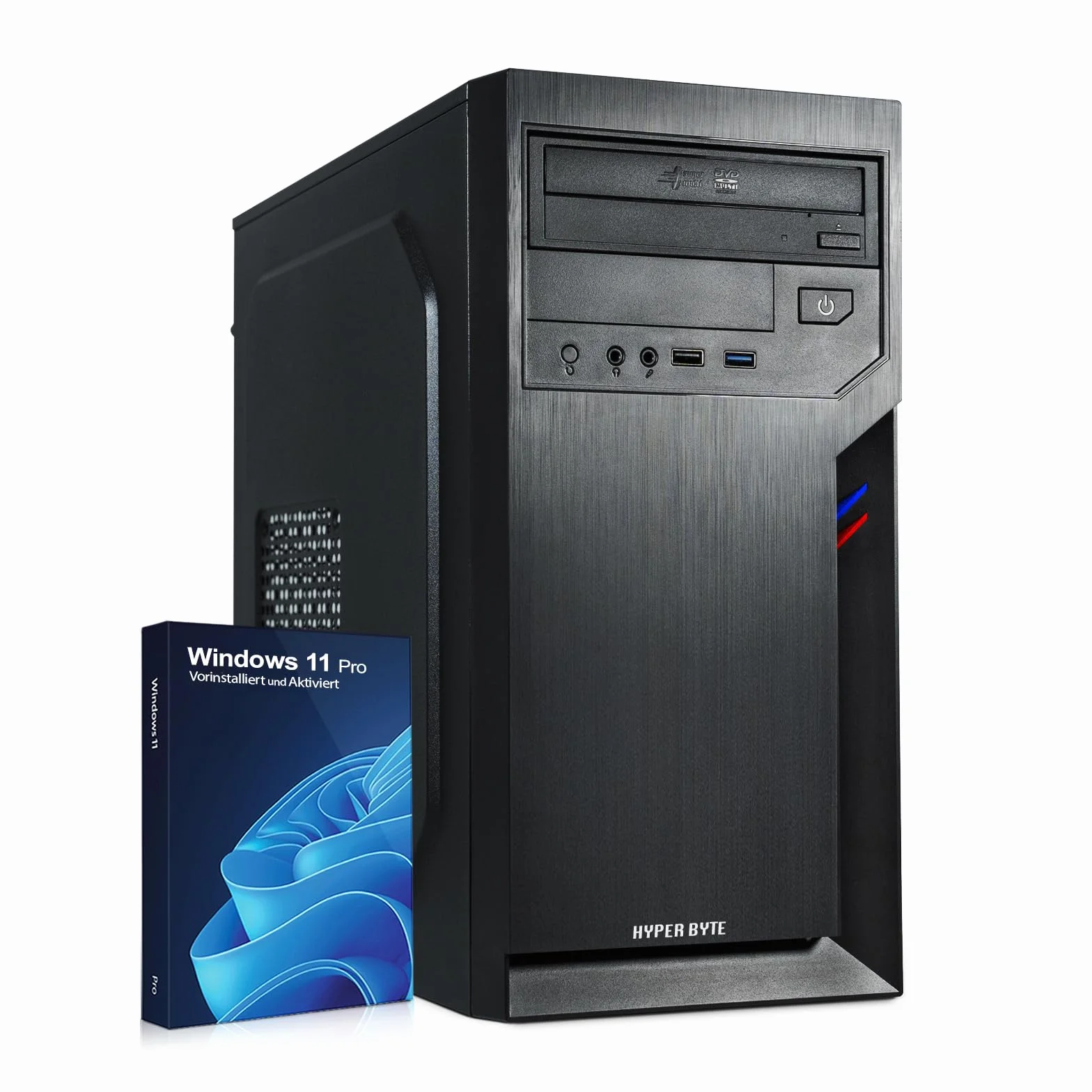 HYPER BYTE® Office PC - Ordenador con AMD Ryzen 3 a 4,0 GHz | 16 GB DDR4 de RAM | Disco Duro SSD de 1 TB | Win 11 Pro | WLAN | DVD+RW | USB 3.0 | Computer de Torre - High End