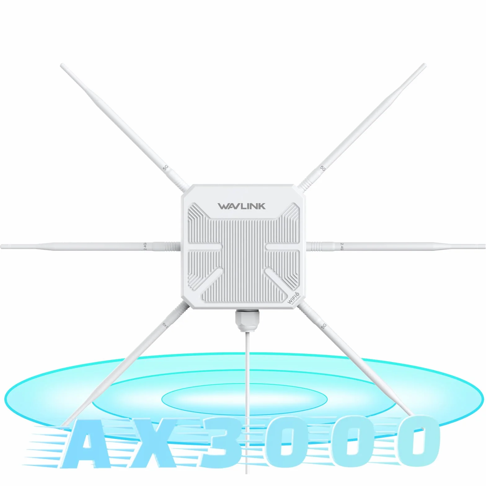 Repetidor WiFi Exterior Potente Wavlink AX3000 WiFi 6 – Antena 360°, Largo Alcance, Mesh, PoE, IP67 – Ideal para Jardines, Grandes Espacios y Zonas Alejadas