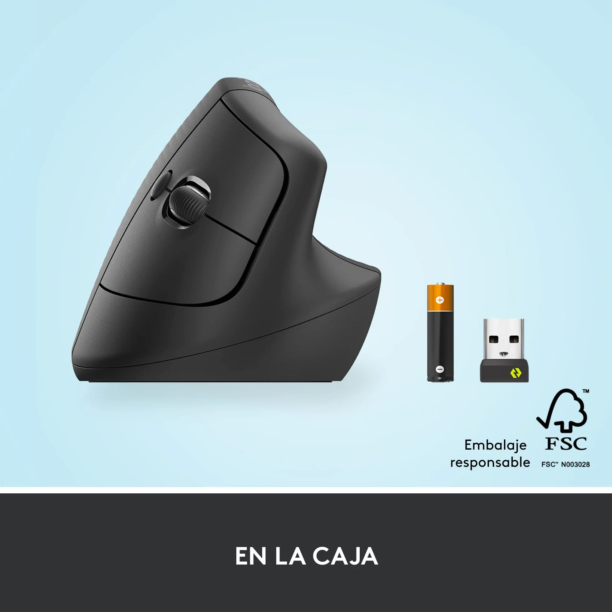 Logitech Lift Ratón Ergonómico Vertical, Inalámbrico, Bluetooth o Receptor Logi Bolt USB, clics Silenciosos, 4 Botones, Compatible con Windows/macOS/iPadOS, portátil, PC - Grafito