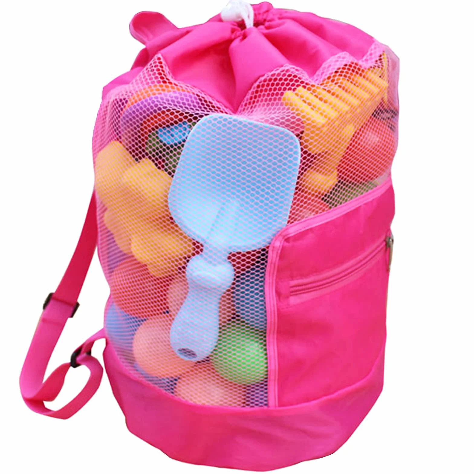 Bolsa Grande de Malla para Juguetes de Playa, Bolsa de Almacenamiento de Juguetes de Arena Bolsa de Viaje para Ropa, Juguetes, Toallas, Trajes de Baño, Cámping, Viajes a La Playa (Rosa)