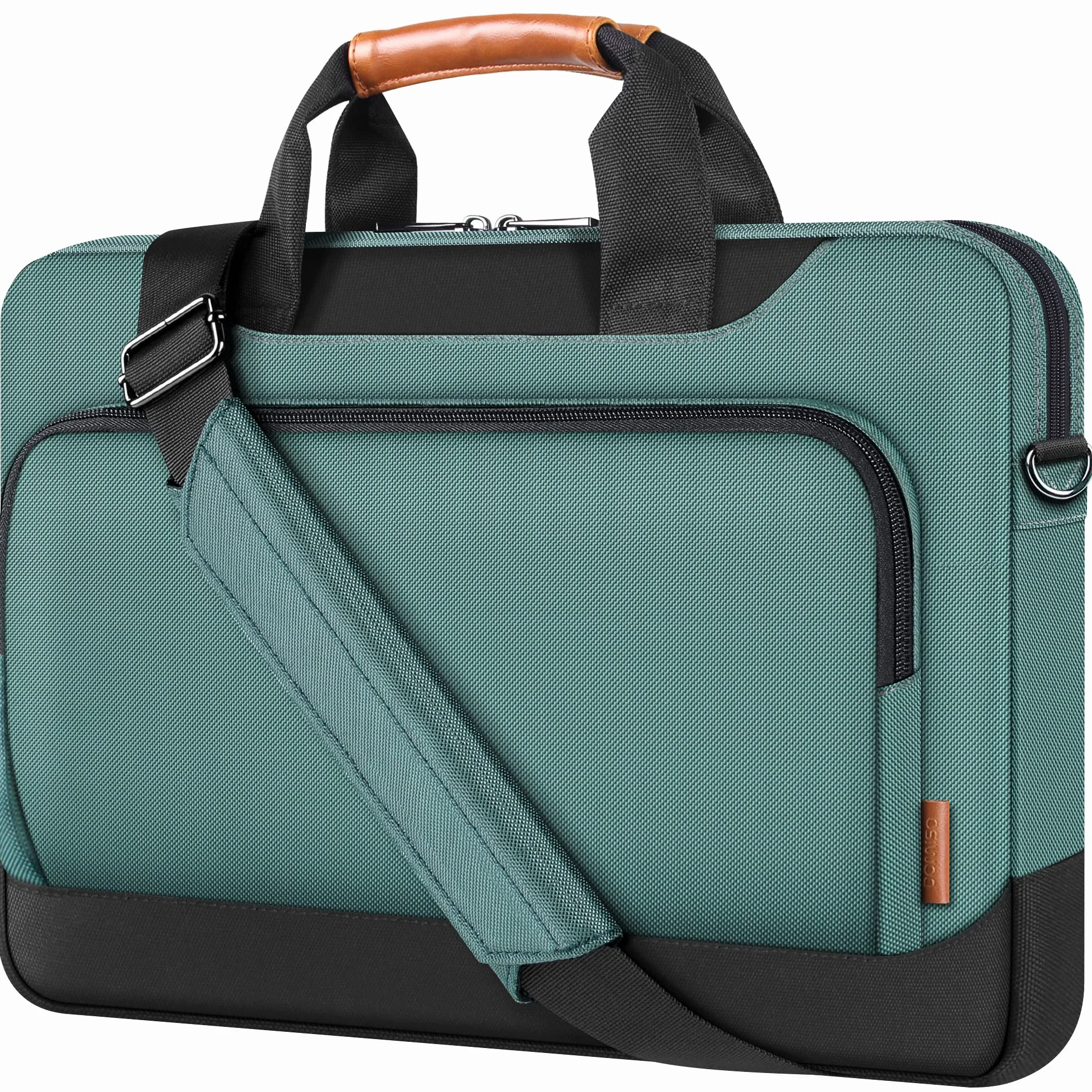DOMISO Funda Portátil 13,5-14 Pulgadas Maletín Bandolera Gran Capacidad, Compatible con MacBook Dell HP Lenovo ASUS, Verde