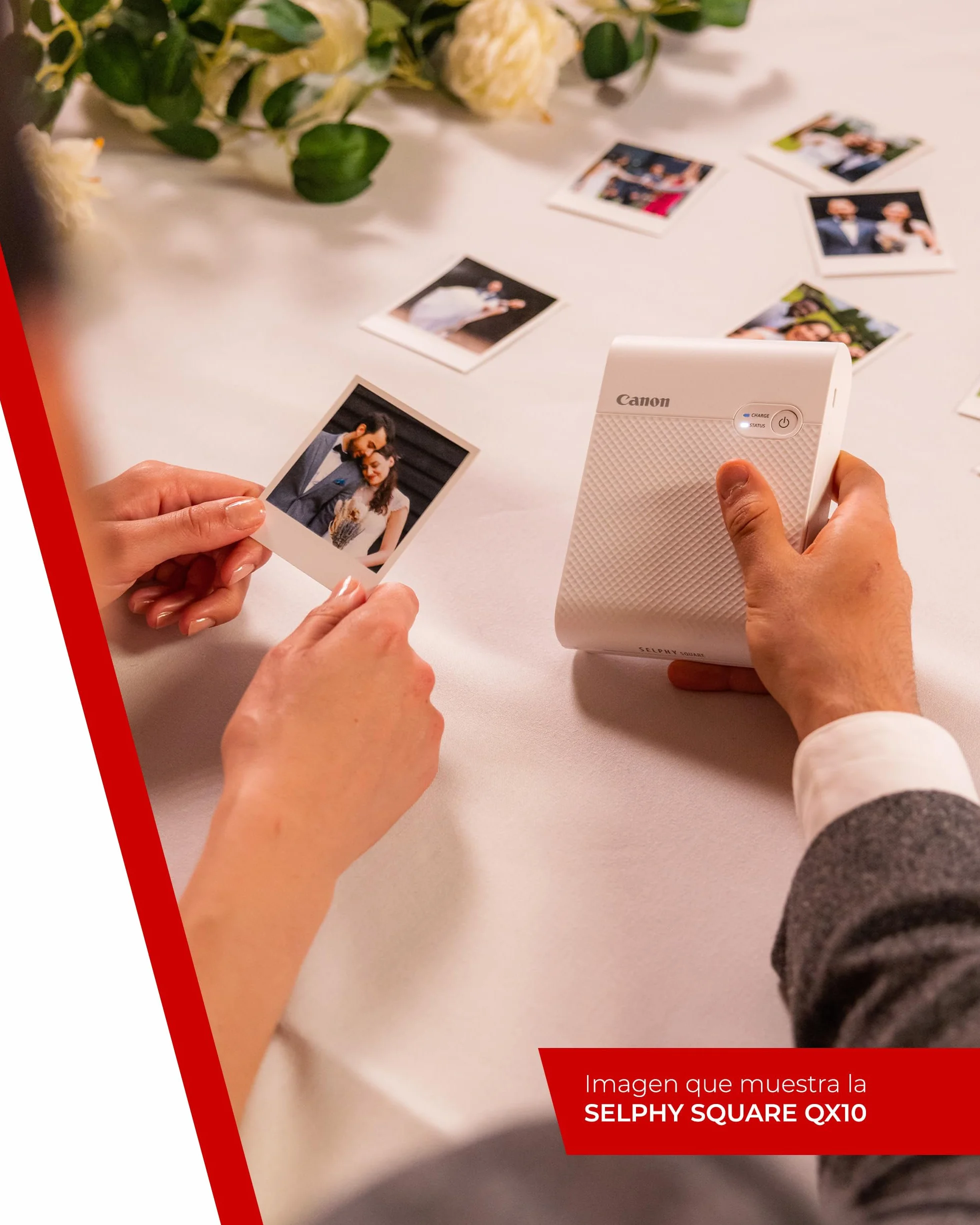 Canon SELPHY QX10, Impresora Fotográfica Instantánea y Portatil por sublimación de tinta, Conexión inalámbrica (Wi-Fi) a Smartphone y Tablet, Papel Cuadrado XS-20L (68 X 68 mm), Blanca