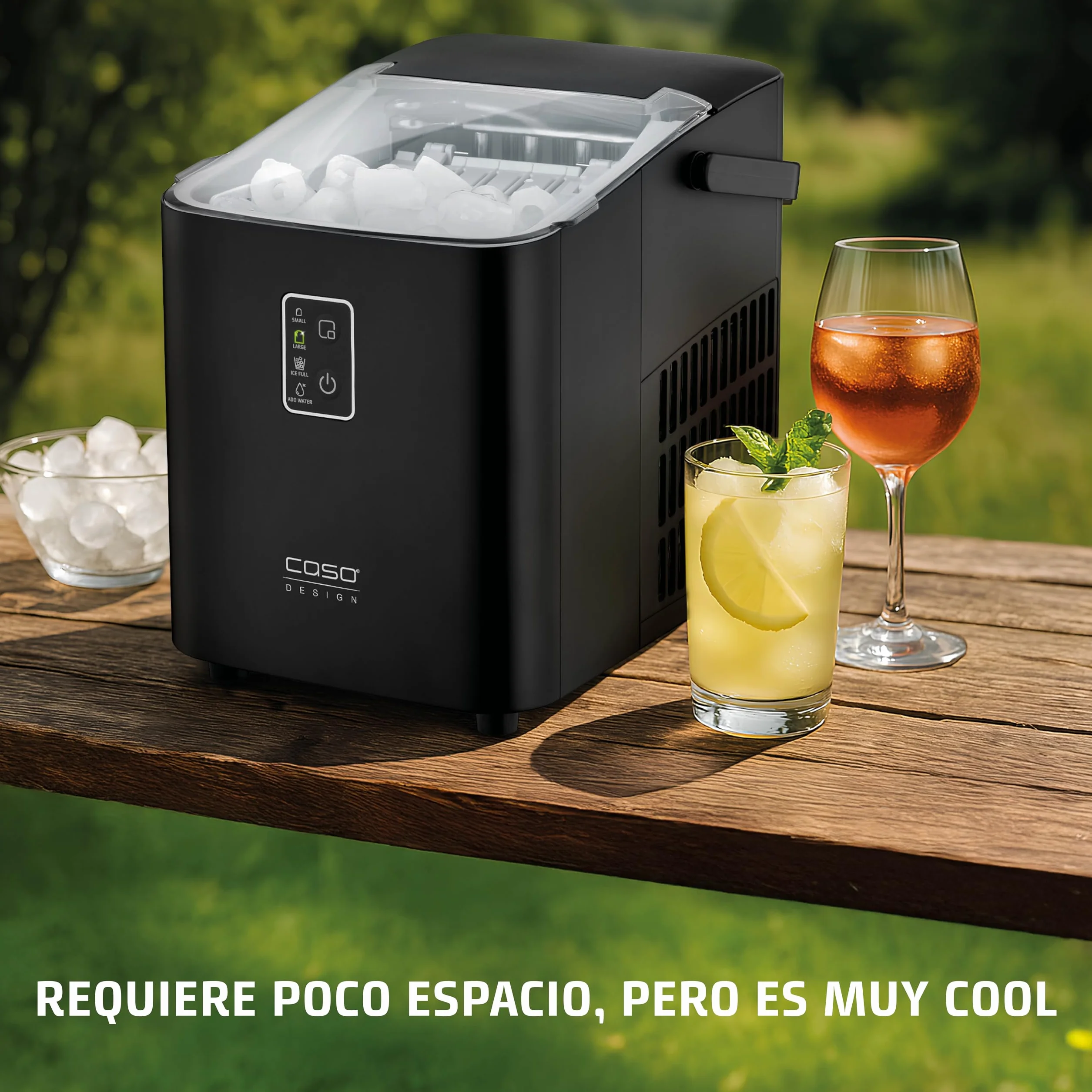 CASO IceChef compacta, máquina de cubitos de hielo para encimera, 1 L tanque, 12 kg/24h