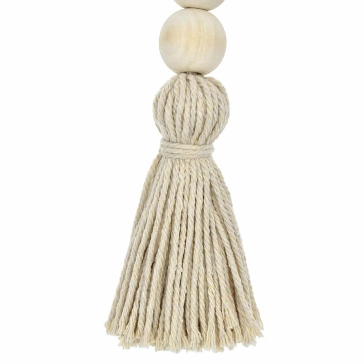2pieza Borlas De Algodón Cuentas De Madera Para Colgar Decoración Borlas Hechas Mano Cuerda Natural Decoración Para Manija De Armario
