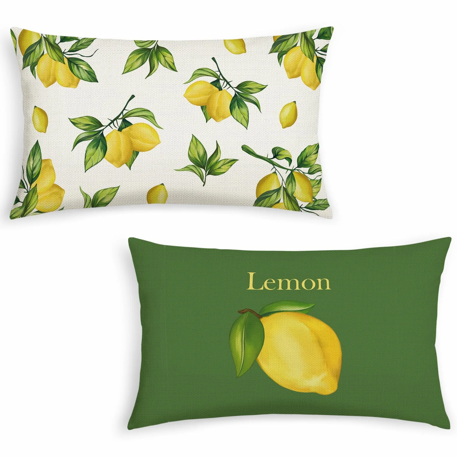 Bonhause Funda de Almohada 30 x 50 cm Cojines Decorativos Frutas Amarillas Verdes Juego de 2