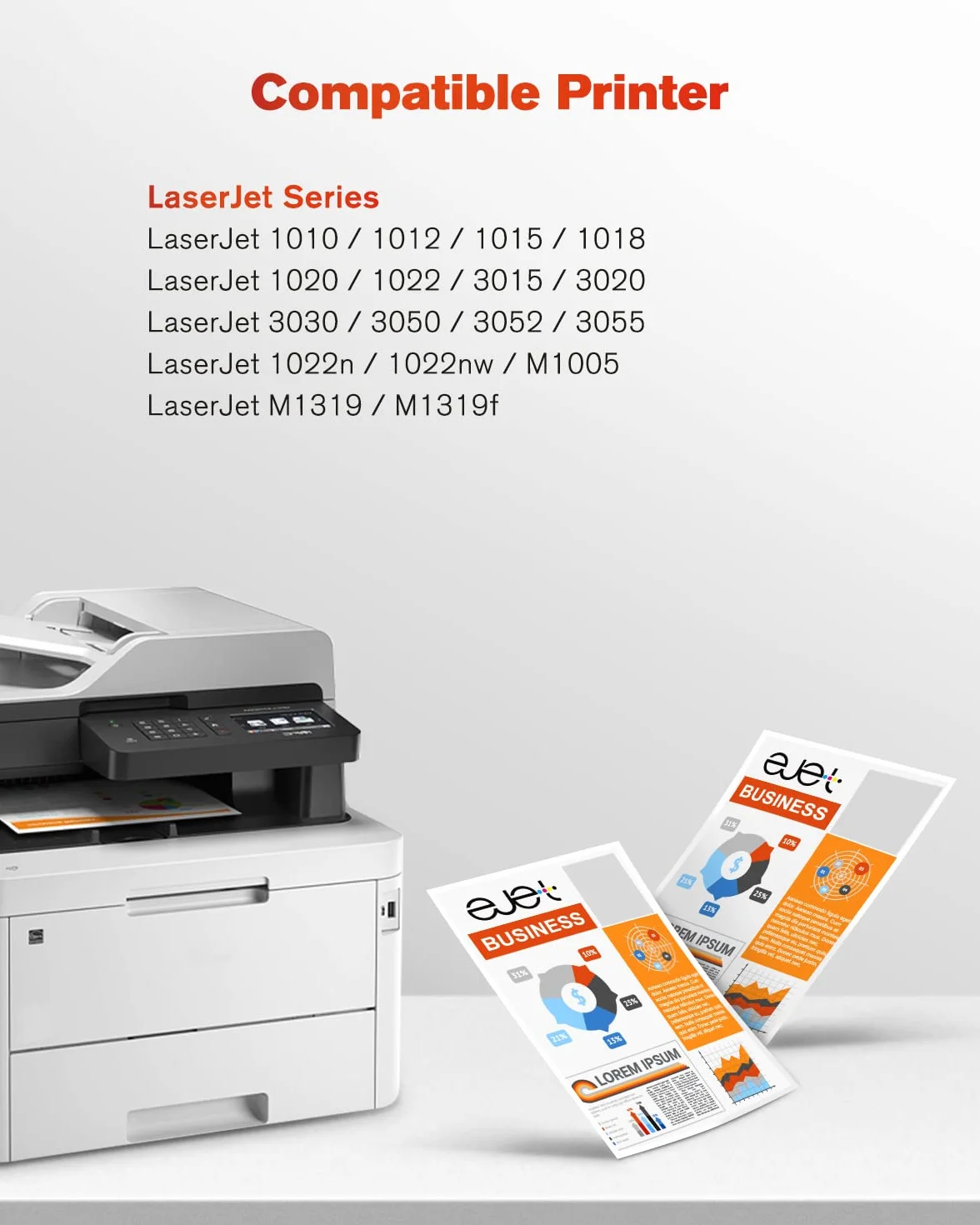 ejet 12A Compatibles para HP 12A Q2612A Cartuchos de Tóner para LaserJet 1010 1012 1015 1018 1020 1022 1022n 1022nw 3020 3030 3050 3052 3055 M10 05 M1 319 M1319f (Negro, 2 Pack)