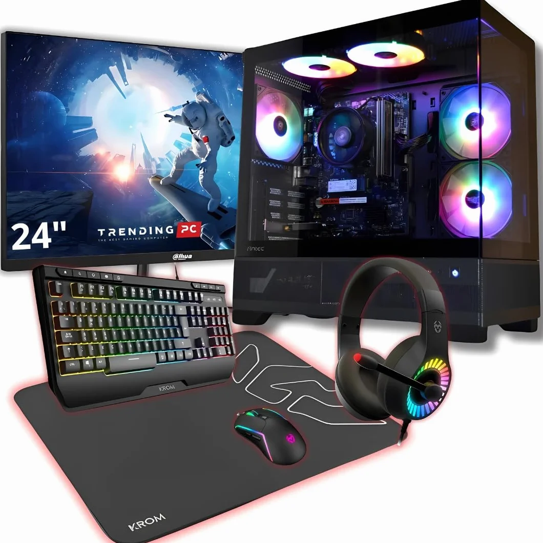 PC Gaming Completo • TrendingPC • Ryzen 7 5700G 8X 4,60Ghz • 32Gb RAM DDR4 RGB • AMD Radeon 8 Graphics • 1tb m.2 • WiFi 6 & Bluetooth • Monitor 24" 100hz •Windows 11 • Teclado Auriculares y ratón