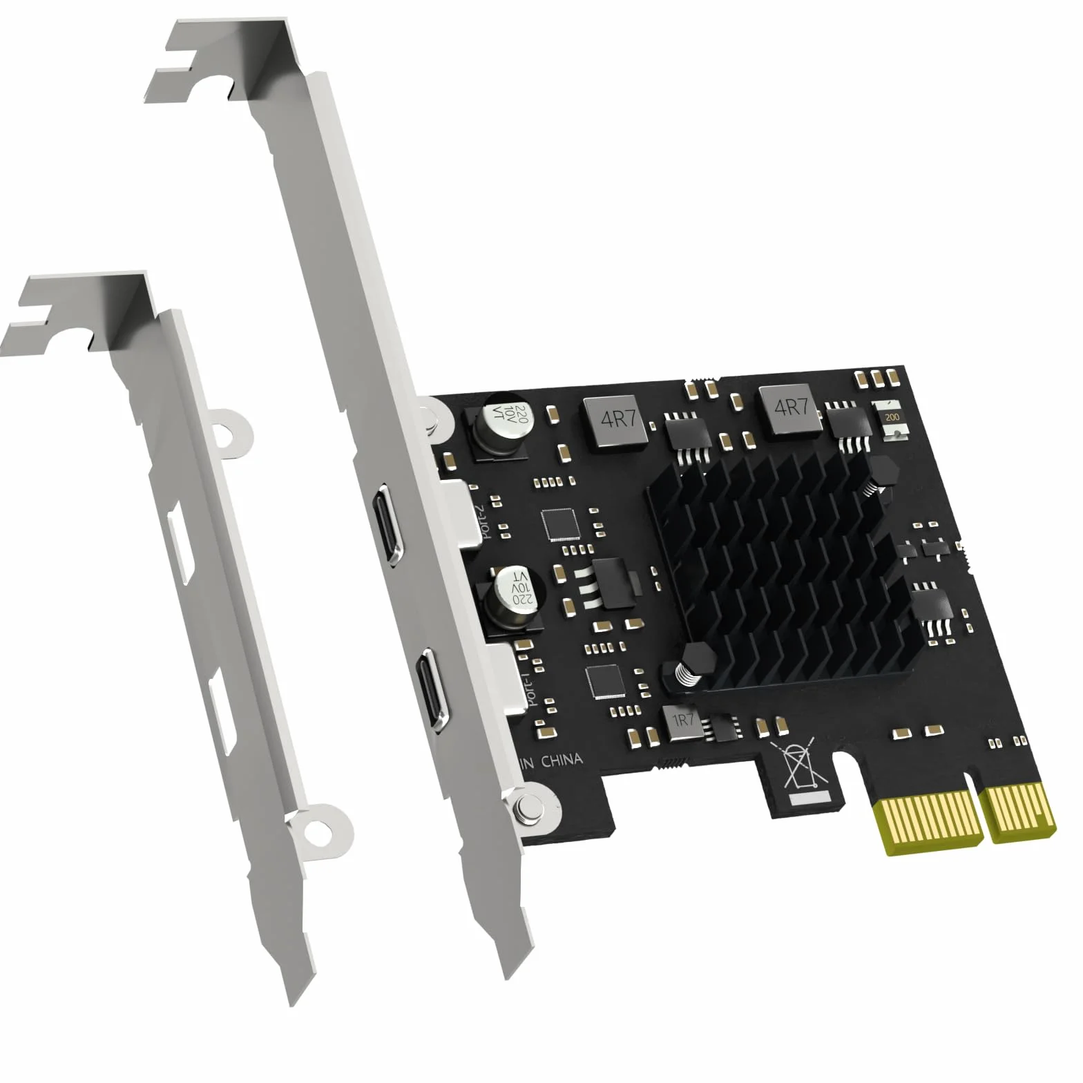 GLOTRENDS U3142CX1 Tarjeta de expansión PCIe USB C de 2 Puertos 10Gb (USB 3.2 Gen2), Interfaz PCIe X1