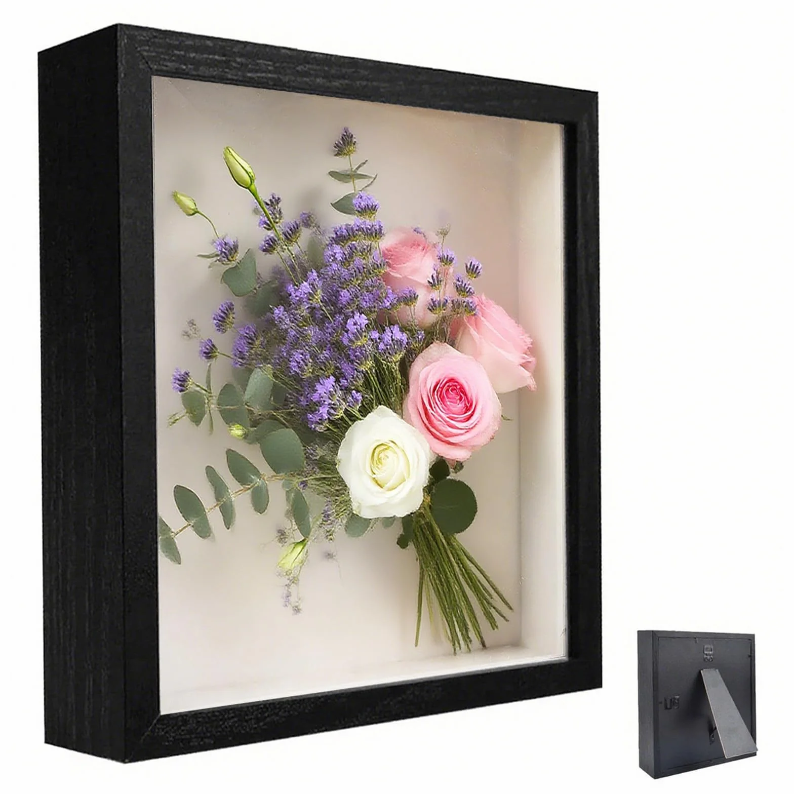 3D Marco de Fotos, 30 x 40 cm, Marco de Fotos Profundo para Rellenar, Marcos para Rellenar 3D, con Placa Acrílica Transparente, Marcos de Objetos Más Profundo 3cm, para Flores Ramo, Negro