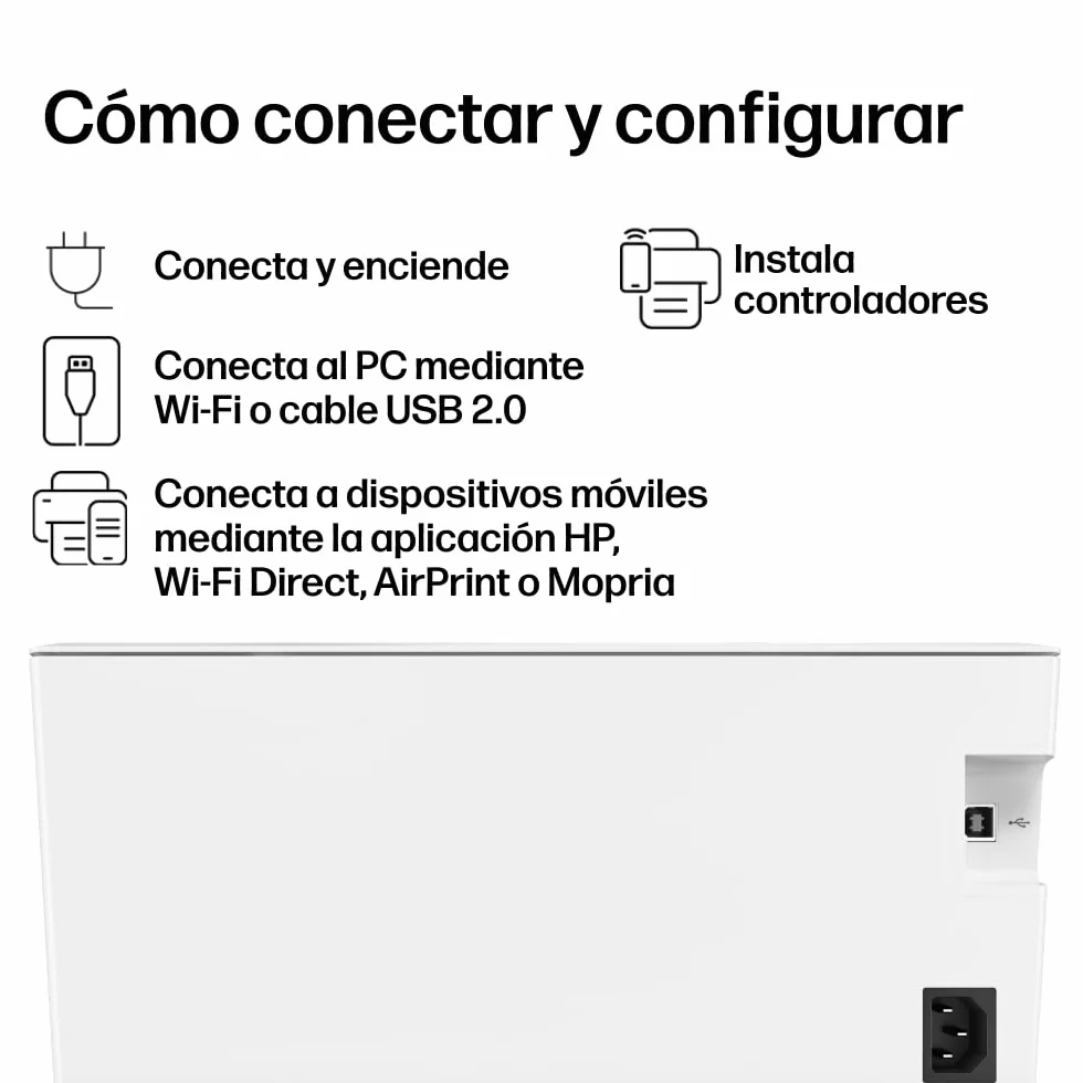 HP LaserJet M110w Impresora Láser A4 Monocromo Doble Cara Manual 20 ppm Wi-Fi USB 2.0 Bluetooth Blanca