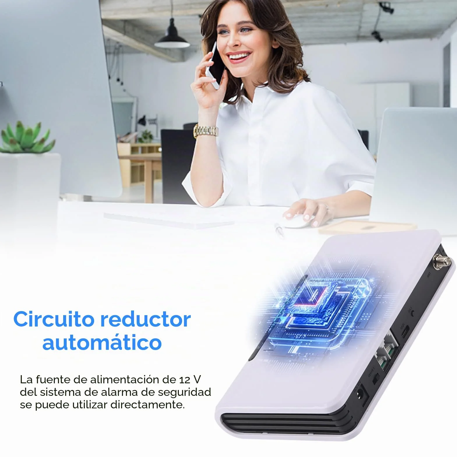 Terminal Inalámbrico Fijo, Inalámbrico a Caja de Teléfono con Cable gsm el Trabajo de 24 Horas Puede Conectar la Antena del Registrador de Alarma de la Caja del Teléfono(Blanco)