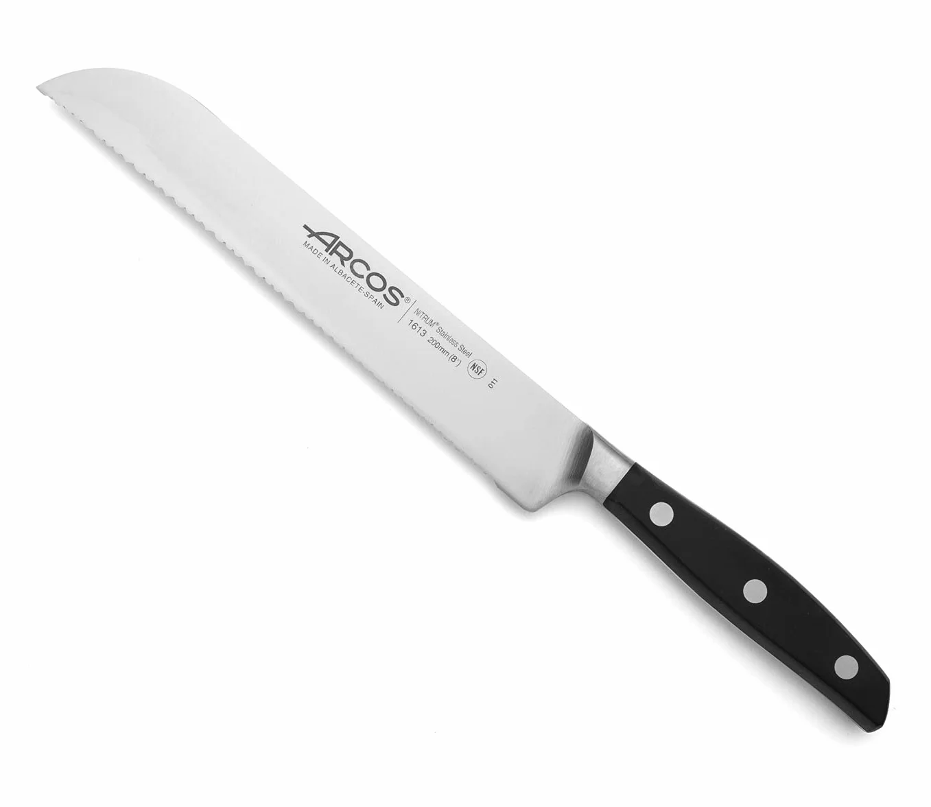 Arcos Cuchillo Panadero Profesional 200 mm Hoja Silk Edge Acero Inoxidable Nitrum Serie Manhattan