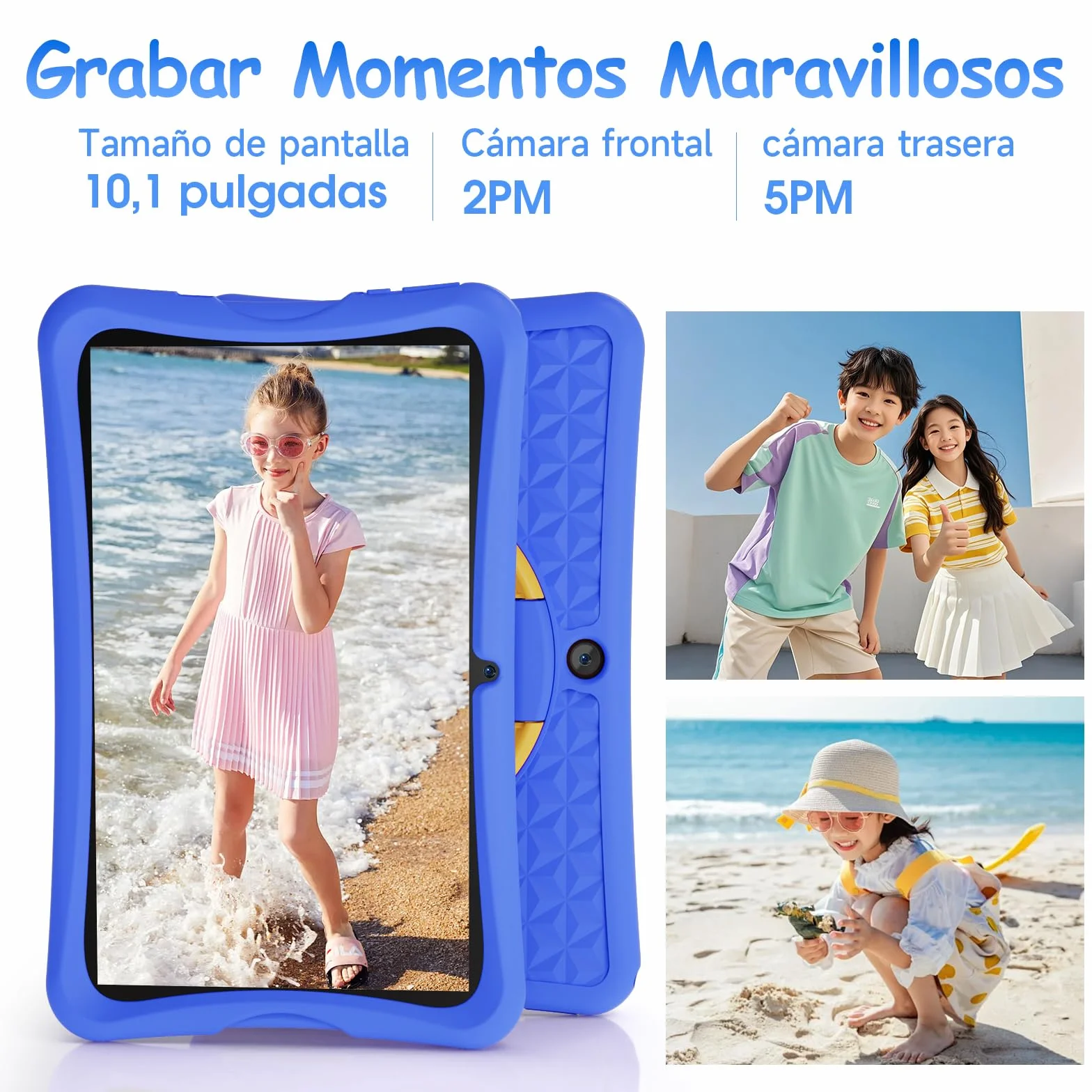 DigiLand Tableta para Niños de 10,1 Pulgadas, Tabletas Android 15 con Funda Protectora, 6+32GB,Pantalla IPS 1280*800,Cámara dual 2MP+5MP,6000mAh, Tableta Aprendizaje con Control Parental e iWawa(Azul)