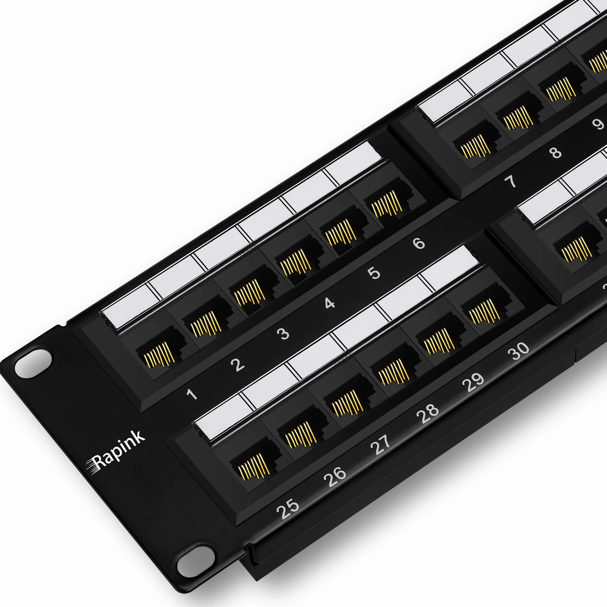 Panel de conexión de 48 puertos Cat6 10G, panel de conexión de red Rapink UTP de 19 pulgadas, montaje en pared o en rack 1U Ethernet Patch Panel Punch Down Block para cableado Cat6, Cat5e, Cat5