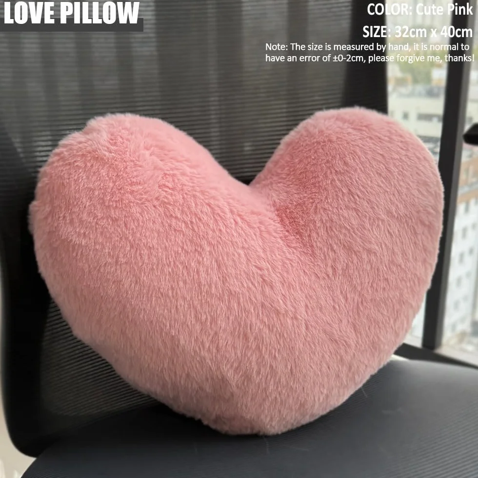 Cojín de Peluche en Forma de Corazón, Decorativo de Sofá (Rosa)