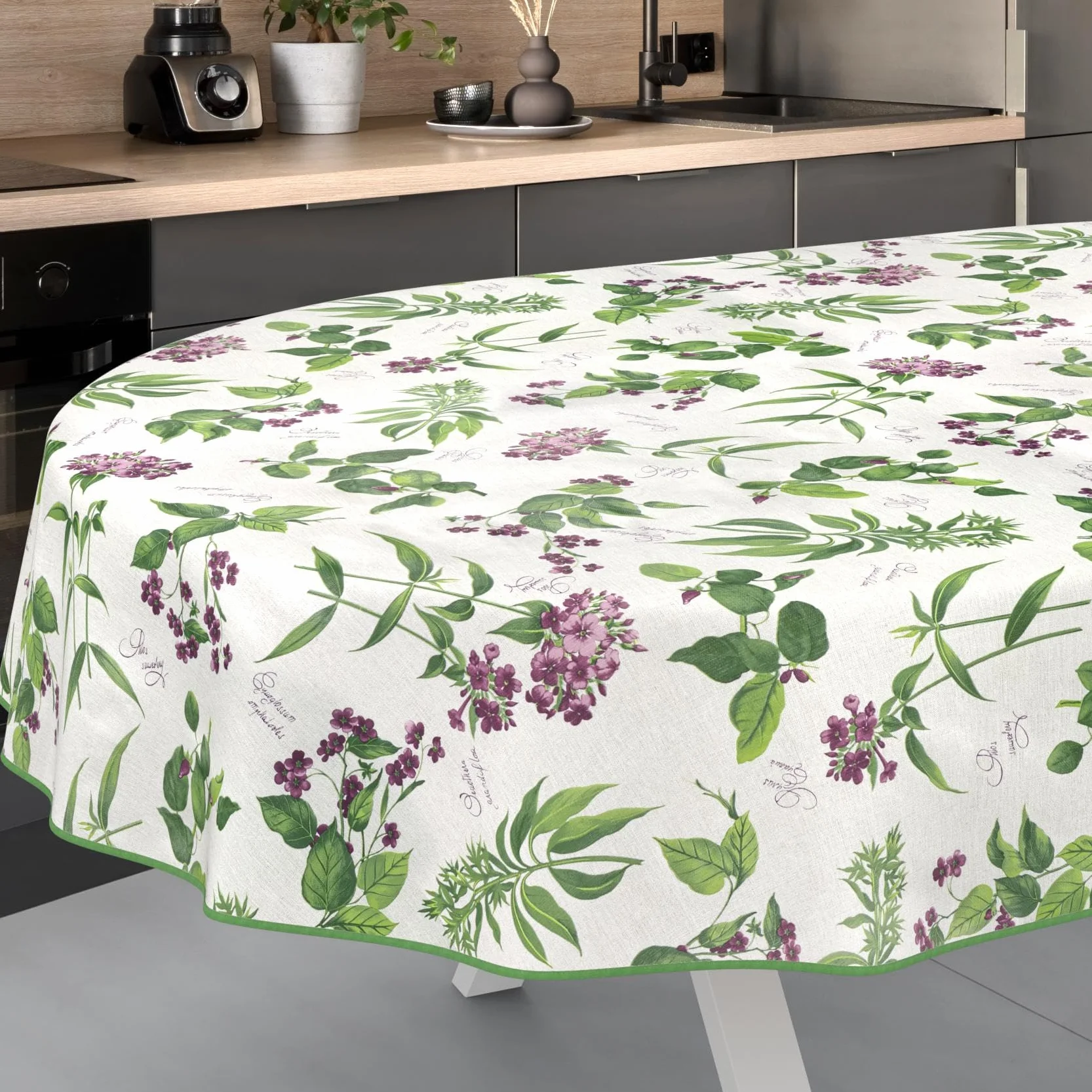 Mantel de Hule Lavable Impermeable Efecto Loto 200 x 140 cm Ovalado