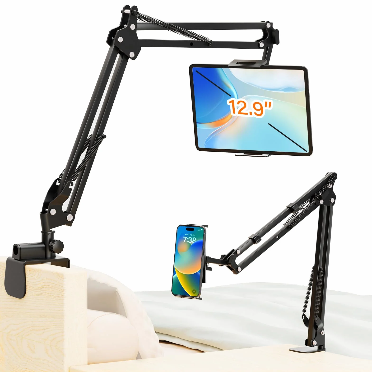 PEYOU Soporte Tablet Cama, Aluminio Soporte para Tablet con Rotación de 360 ° Giratorio para iPad Pro, Air, Mini, Samsung Tab e Huawei MediaPad