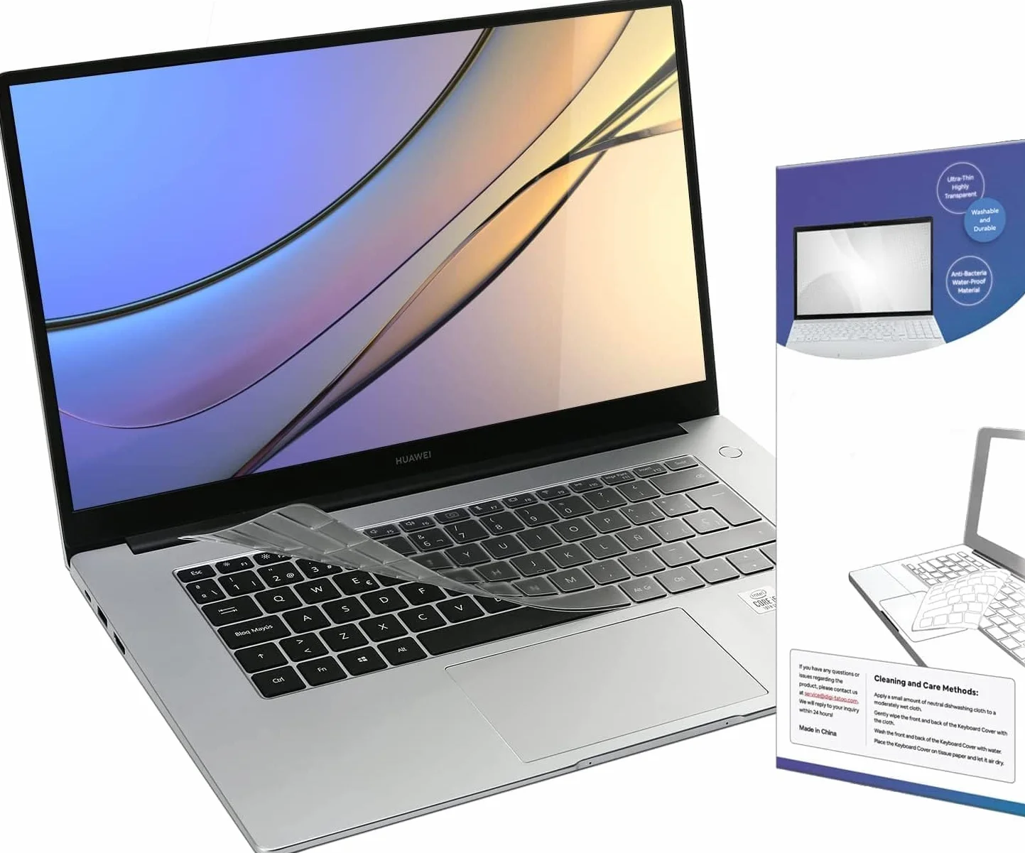 【Diseño UE/Reino Unido】 Protector de teclado compatible con Huawei Matebook X Pro/Matebook 14 (2024)/Matebook D14 (2023~2024)/Matebook 13s 14s 16s, funda protectora ultrafina para teclado transparente