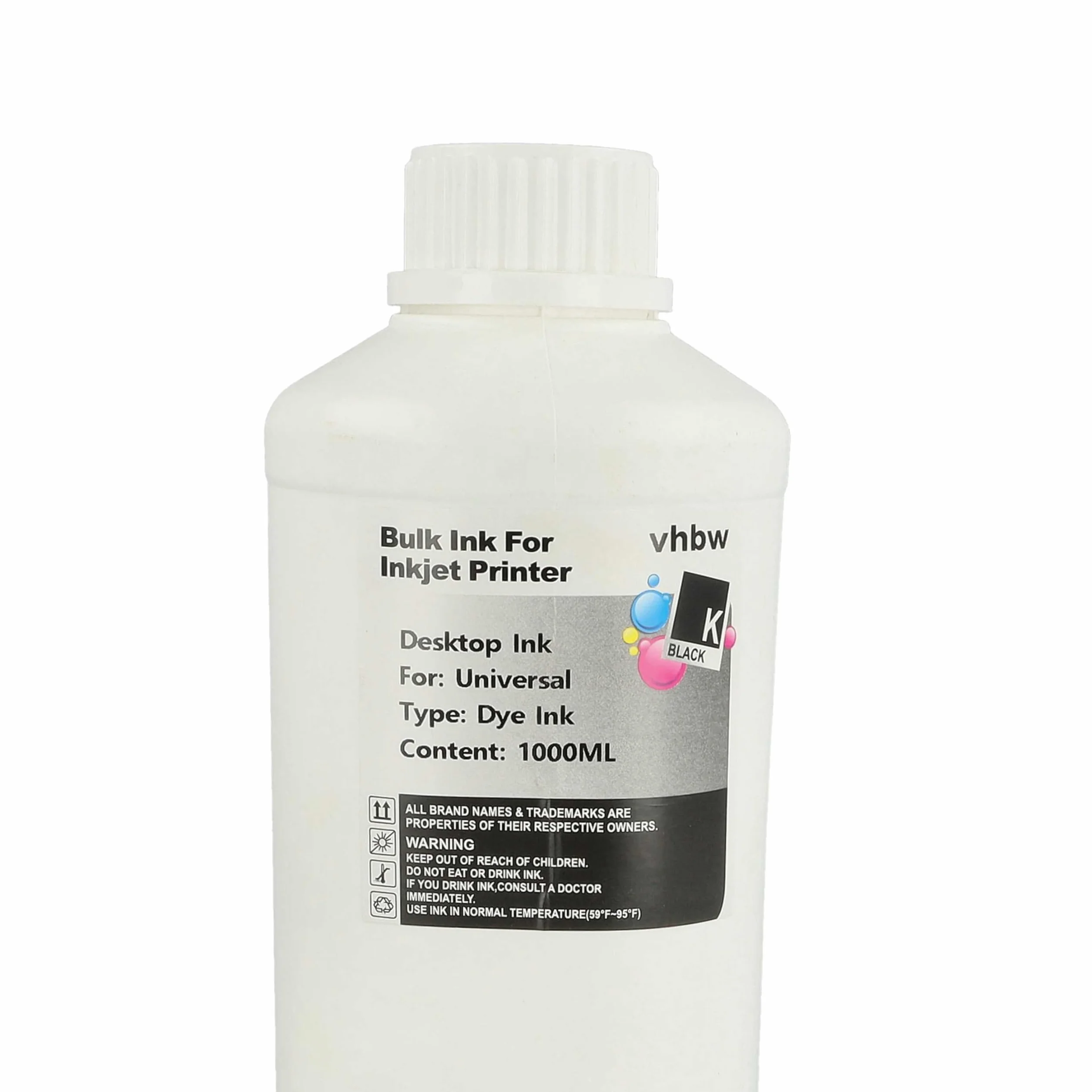 vhbw Tinta de Recarga para Impresora - Tinta de Recarga, Dye Negro, 1000ml