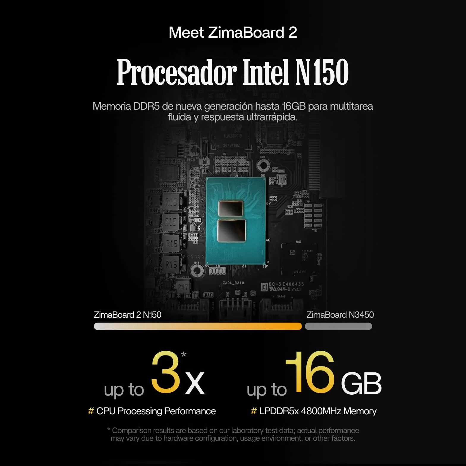 ZimaBoard 2 1664 x86 Servidor de Placa Única Mini NAS DIY Nube Personal con Intel N150 4 Núcleos, 16GB LPDDR5 RAM, PCIe 3.0, Doble LAN 2.5G, Almacenamiento en Red Barebone para Hogar/Oficina