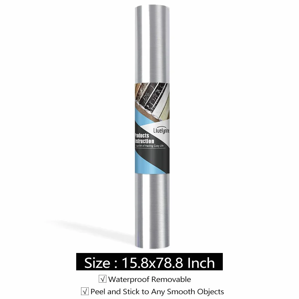 Livelynine Vinilos Acero Inoxidable Neveras Cocina Frigorifico Lavavajillas Protector Pared Antisalpicaduras 40CMX2M