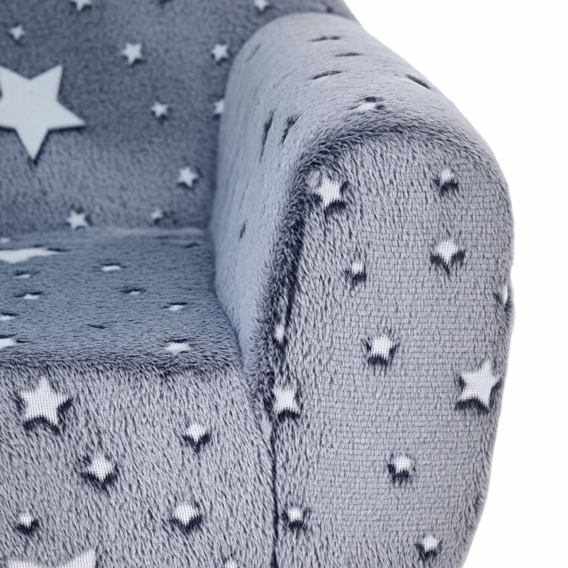 AIYAPLAY Sillón Infantil con Reposabrazos Estrellas Brillan Oscuridad Sofá Niños 18-36 Meses Terciopelo 45 kg Gris