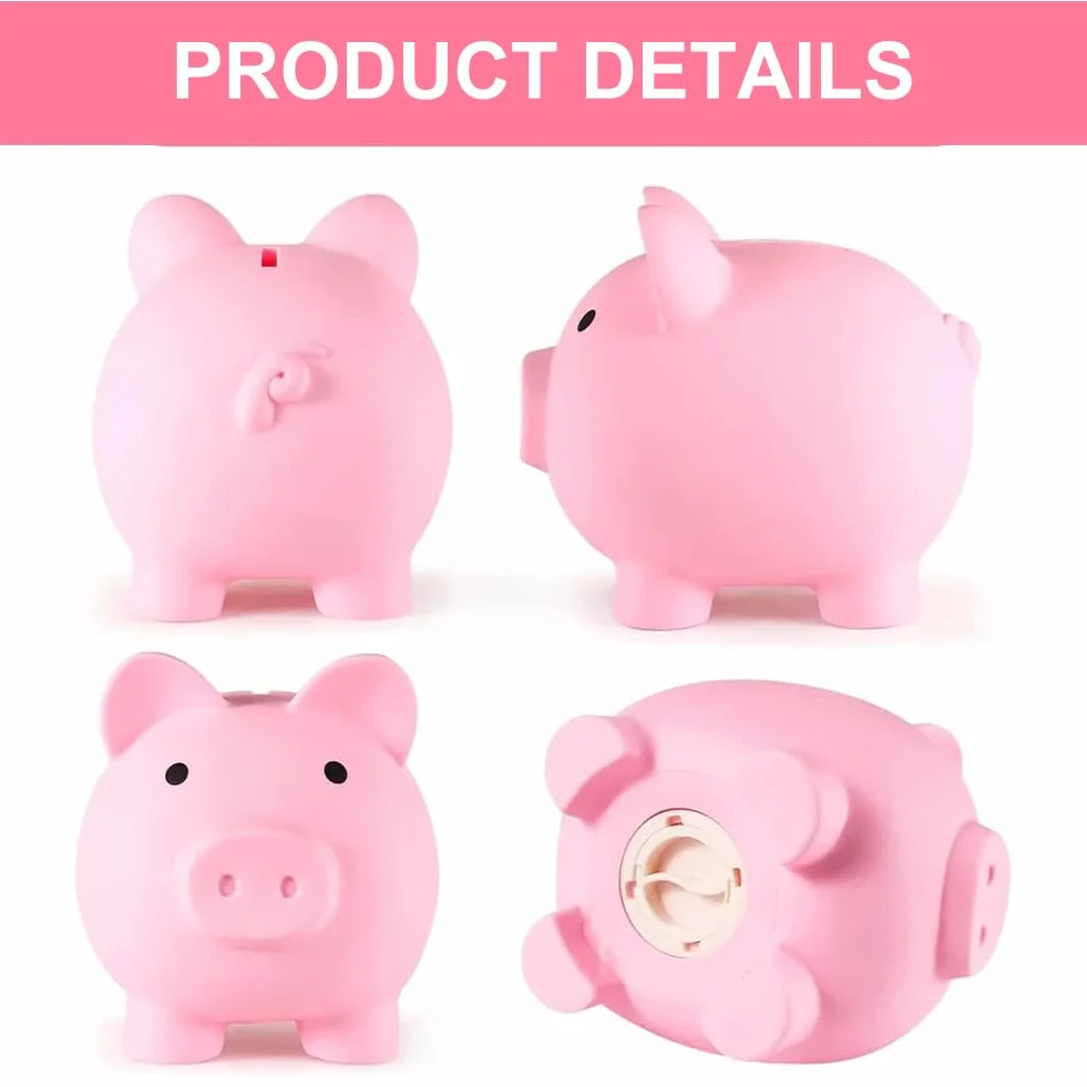 Hucha Cerdito Rosa Plástico para Monedas Decoración Recuerdo Regalo
