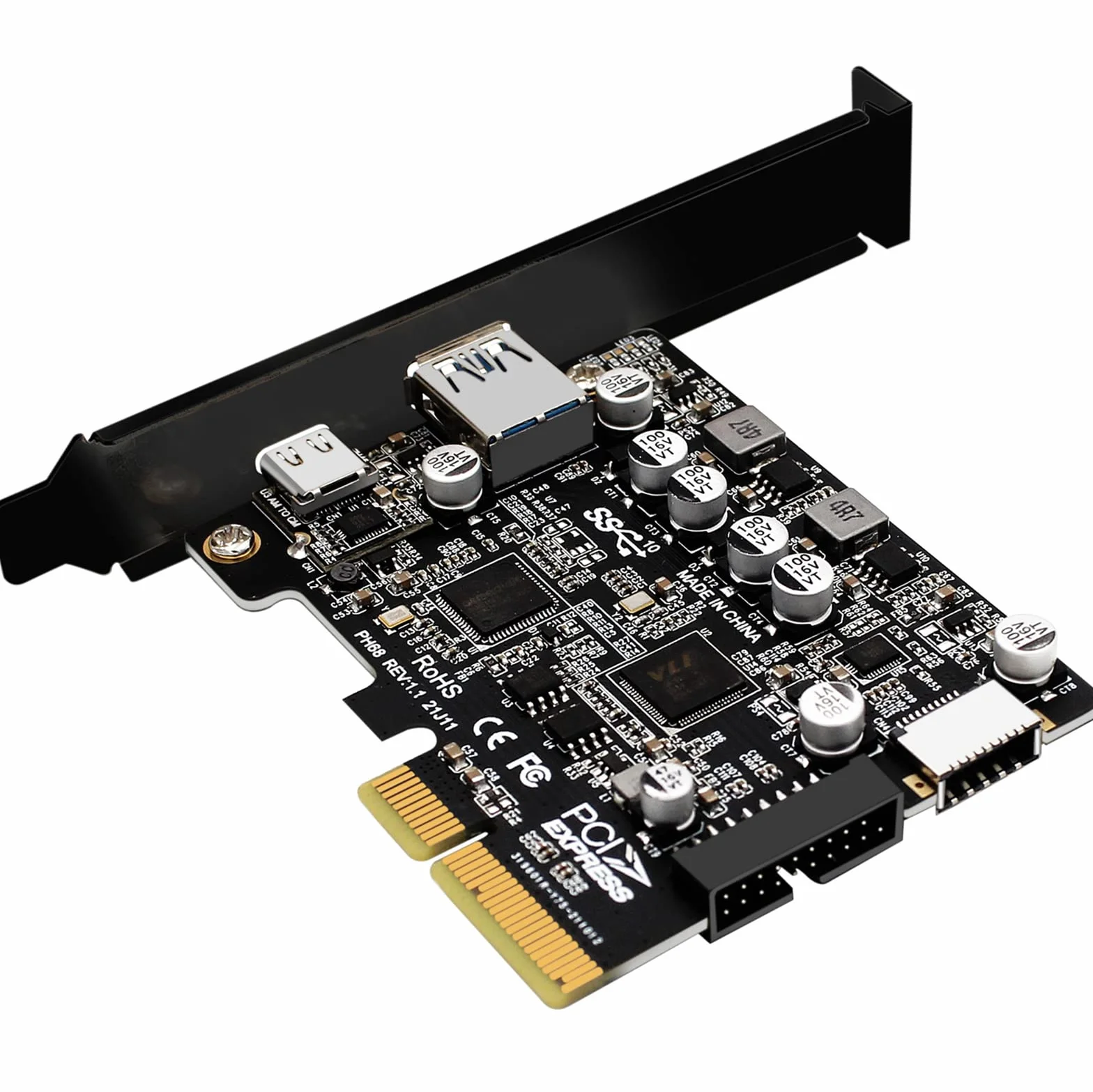 WANGCL Tarjeta PCI USB C PCIE 3.2 Con Puerto USB 3.2 + Tipo C + Frontal E + 19/20PIN Para Adaptador de Montaje en Panel Frontal