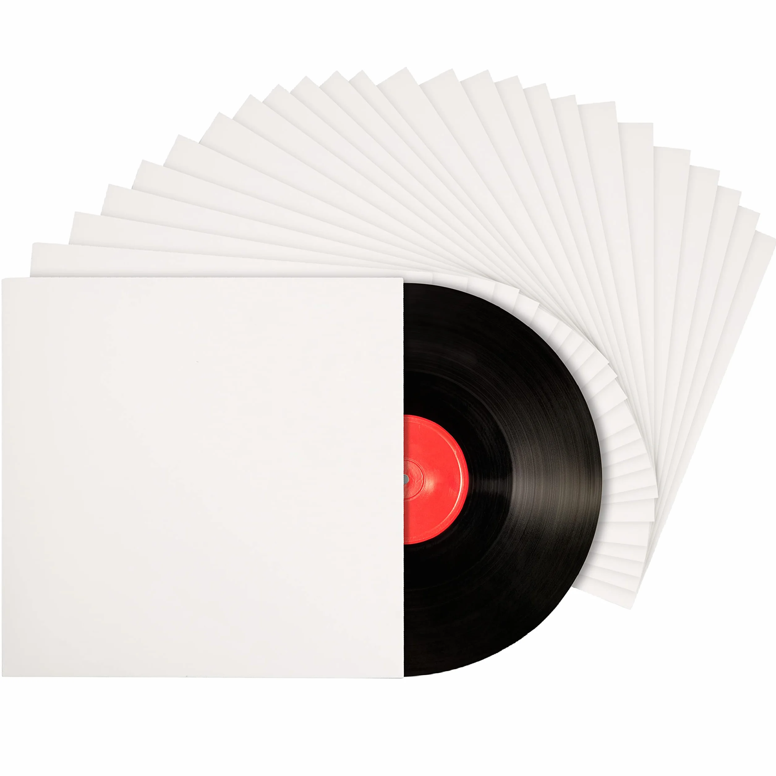 BELLE VOUS Funda Vinilo Cartón Blanco Kraft Discos 12 Pulgadas LP (Pack de 25) 31 x 31 cm - Almacenaje Discos Vinilo Sin Agujero Central – Chaqueta de Protección Libre de Acido en Blanco