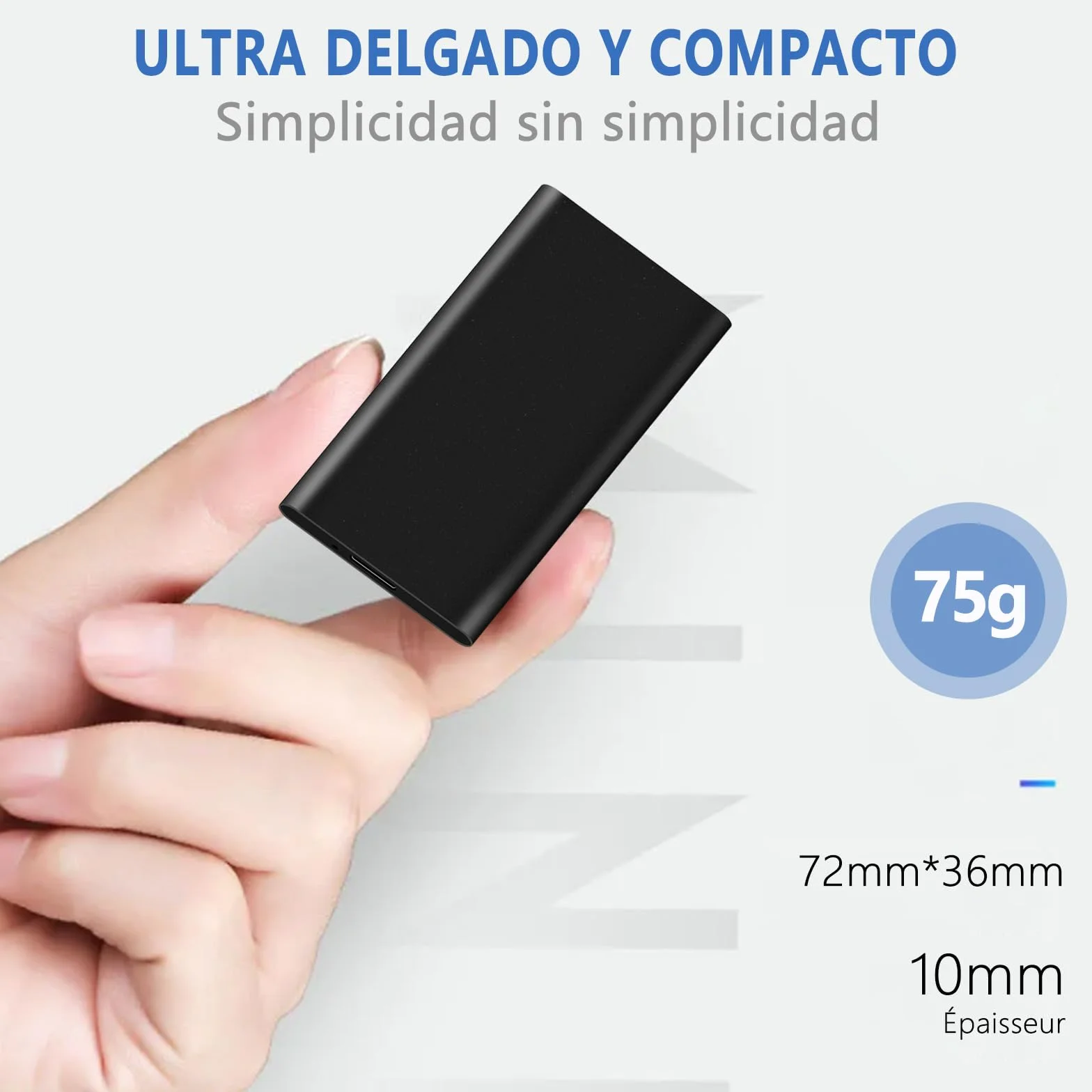 Watpot Disco Duro Externo 2TB USB Ultrafino Diseño Metálico Portátil para Mac, PC, Laptop, Ordenador, Smart TV