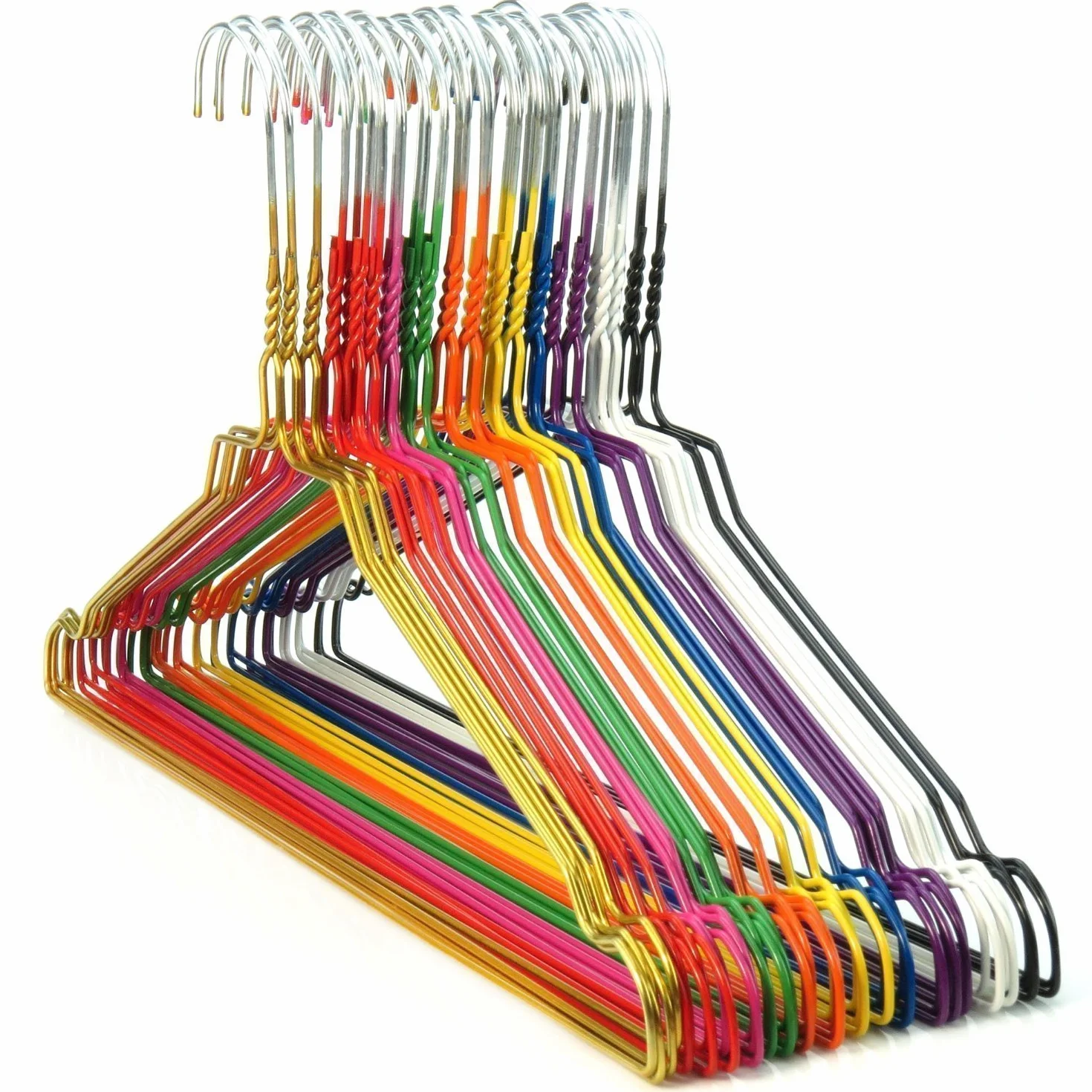 Hangerworld 50 Perchas 40cm Metal Colores Variados Ahorra Espacio Camisas Muescas para Tirantes