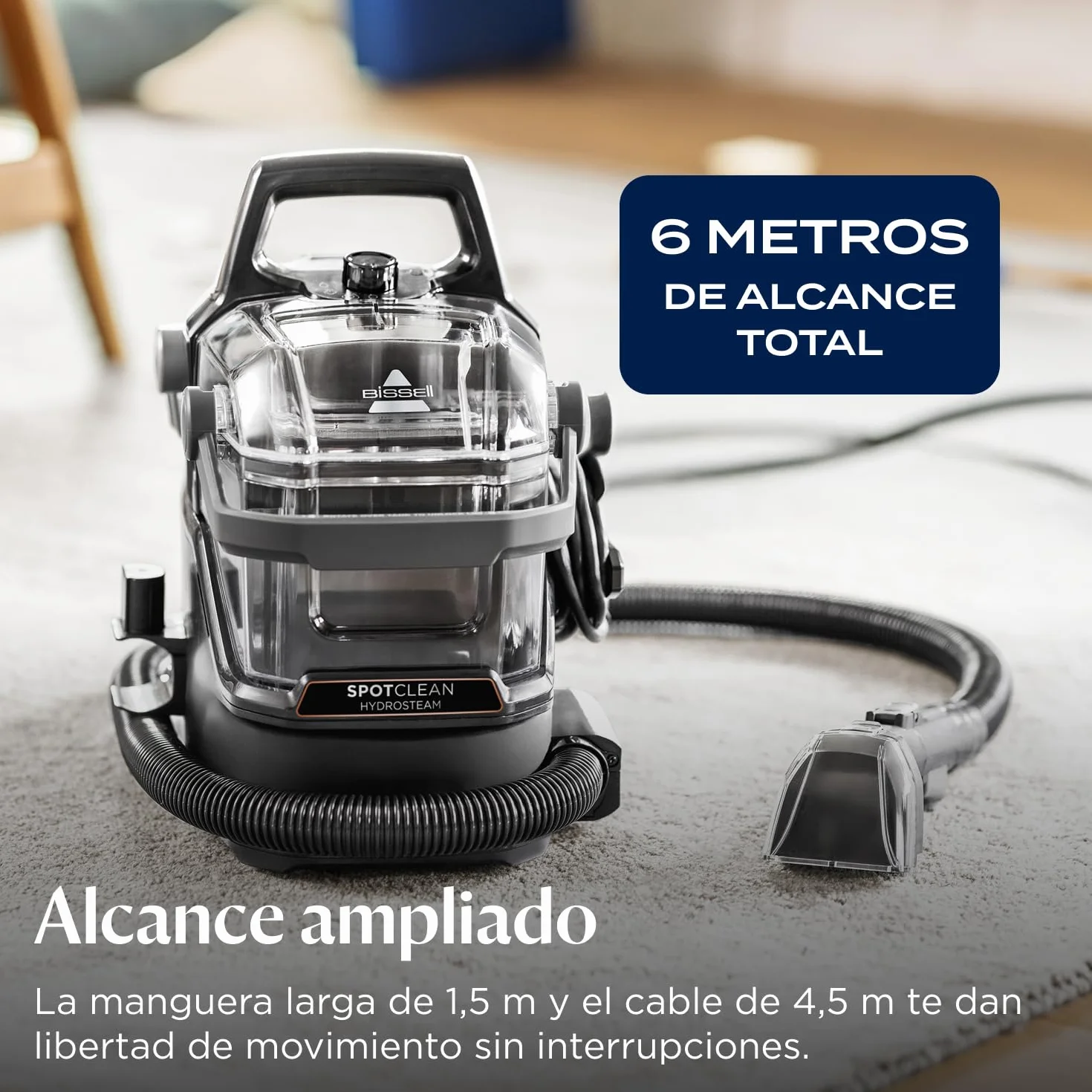 BISSELL SpotClean HydroSteam Aspiradora de Agua Tapicería 1000W 3689N