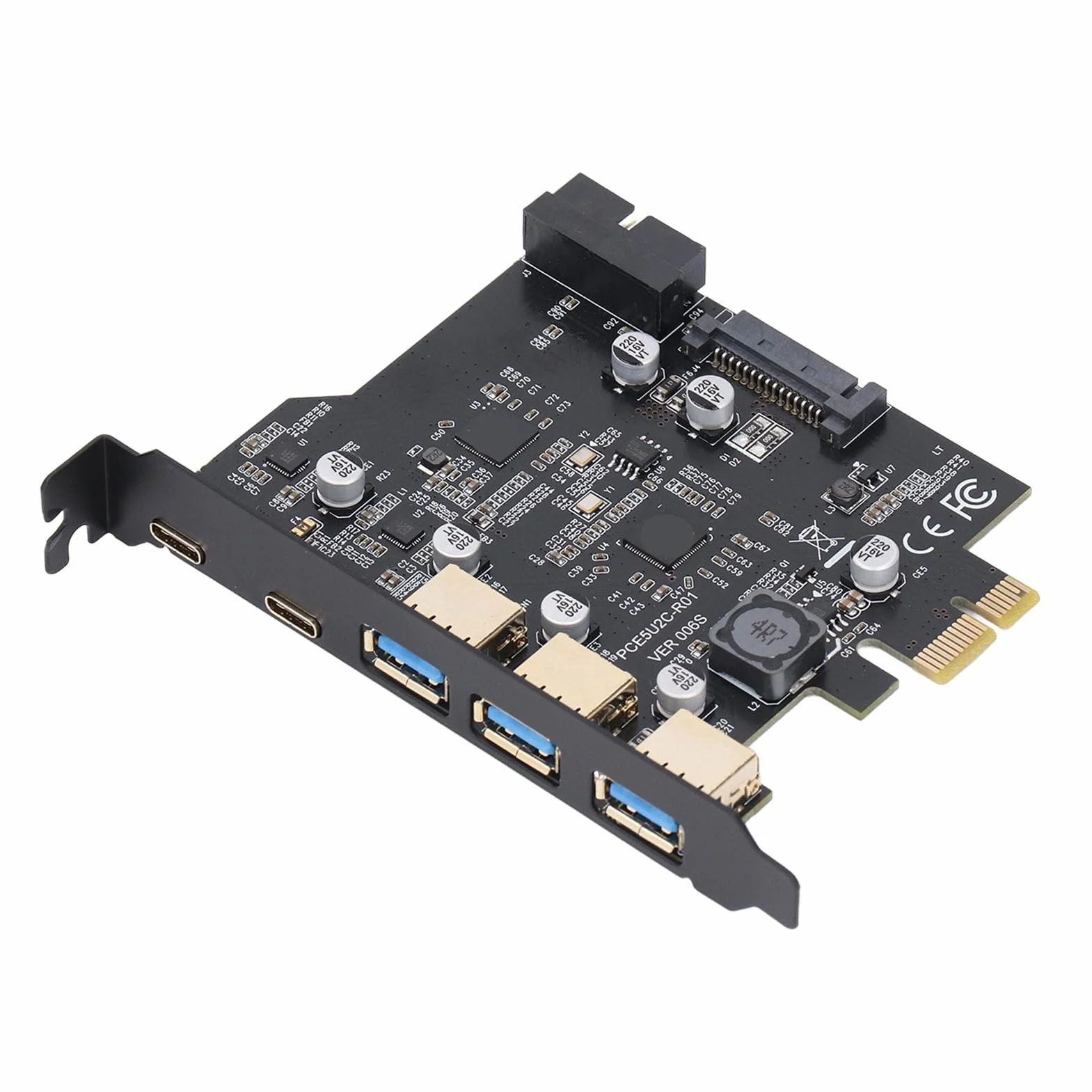 Tarjeta de Expansión PCIe a USB 3.2 Gen 1 Adaptador PCI-E de 5 Gbps 5 Puertos (3 Tipo C + 2 Tipo A), Tarjeta PCIe a USB C Tarjeta PCI E Interna Tipo-C para PC Wins//OS X