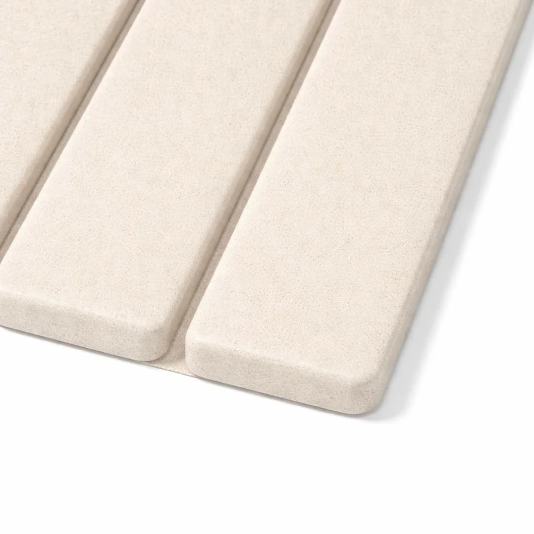 Alfombra de Baño de Piedra Diatomita 40x60 cm Antideslizante Secado Rápido Alta Absorción Enrrollable (Rejilla Beige)