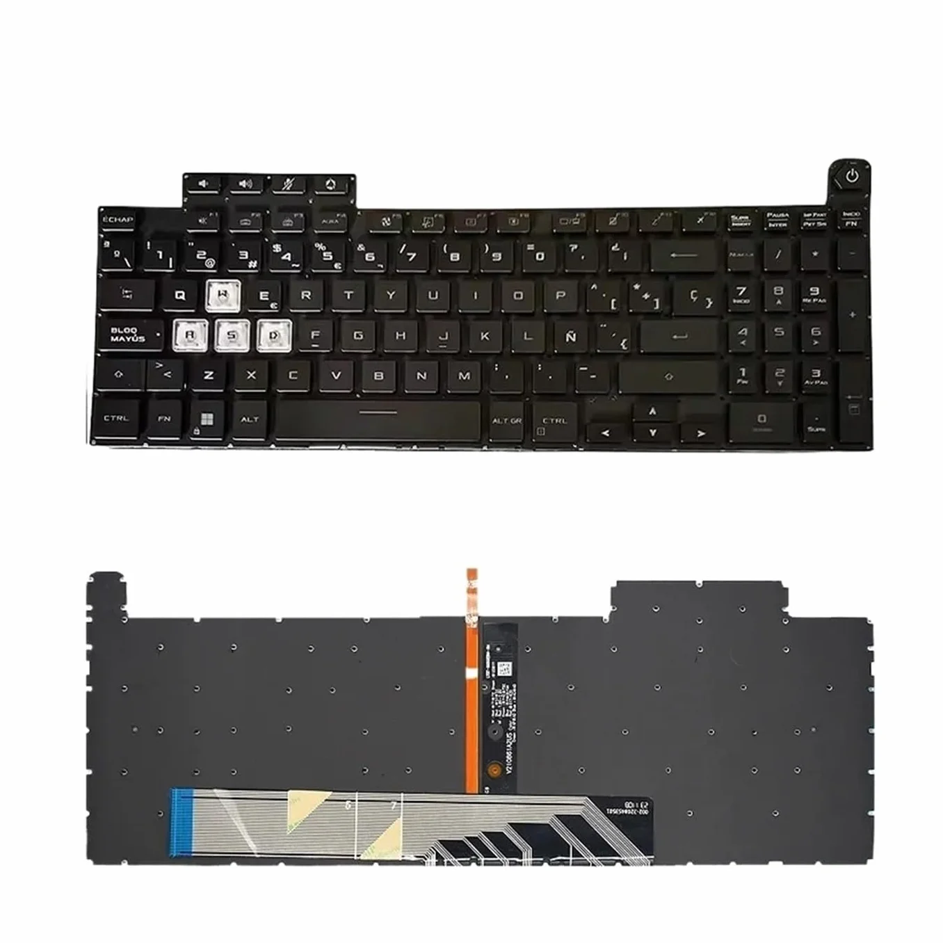 Teclado para TUF 3 Gaming A15 F15 FX507 FX507Z FX507ZC FX507ZE FX507ZM FX507ZR FA507 FA507R FX707 FX517 GA507(SP Black RGB Light)