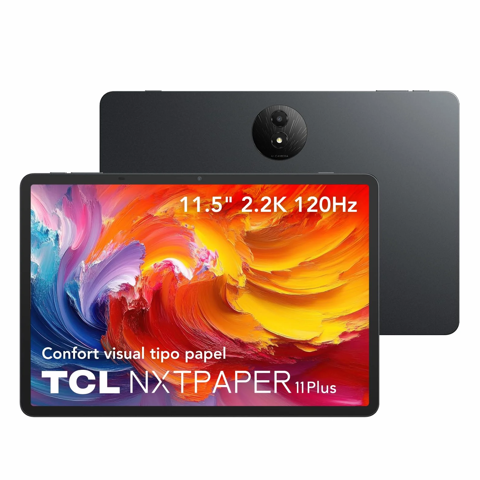 TCL NXTPAPER 11 Plus Tablet, 11.45" 2.2K NXTPAPER 4.0 Display, MediaTek Helio G100, 256GB ROM (8GB + 8GB RAM Expansion), 8MP Cámara Frontal, 8MP Cámara Trasera, Android 15, Gris Oscuro