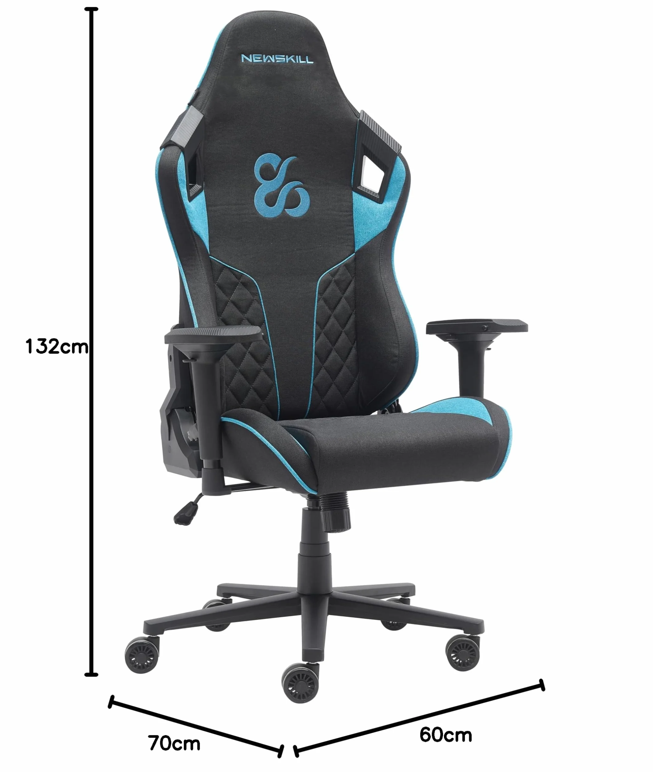 NEWSKILL Takamikura V2 Silla Gaming Ergonómica Reposabrazos 4D Respaldo 180° Tela Transpirable Base Acero Azul