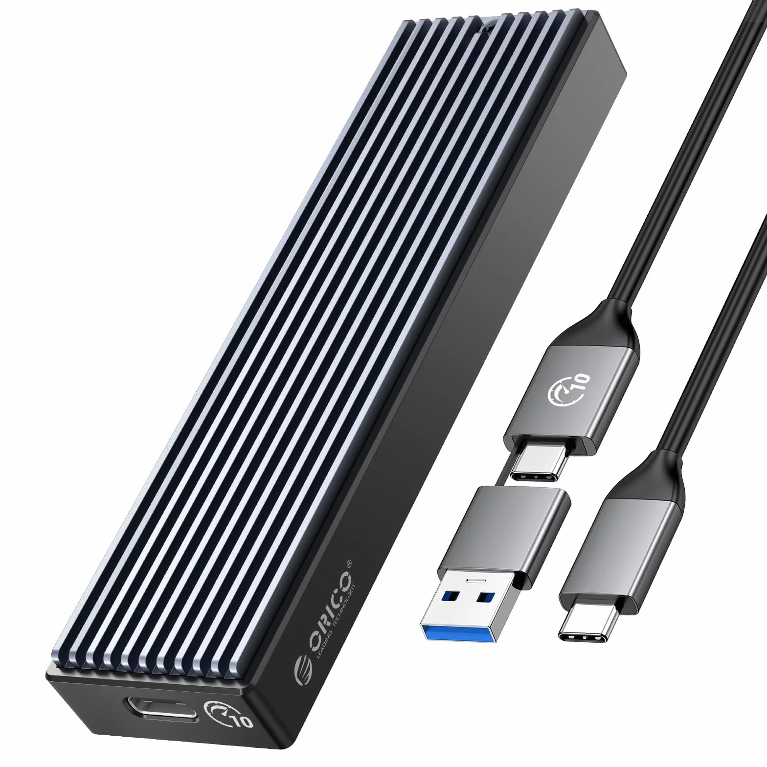 ORICO Carcasa SSD M.2 NVMe, Adaptador Externo USB C USB 3.2 Gen2 10Gpbs a M.2 PCIe Caja para Discos Duros 2230/2242/2260/2280 M-Key, con UASP-M2PV