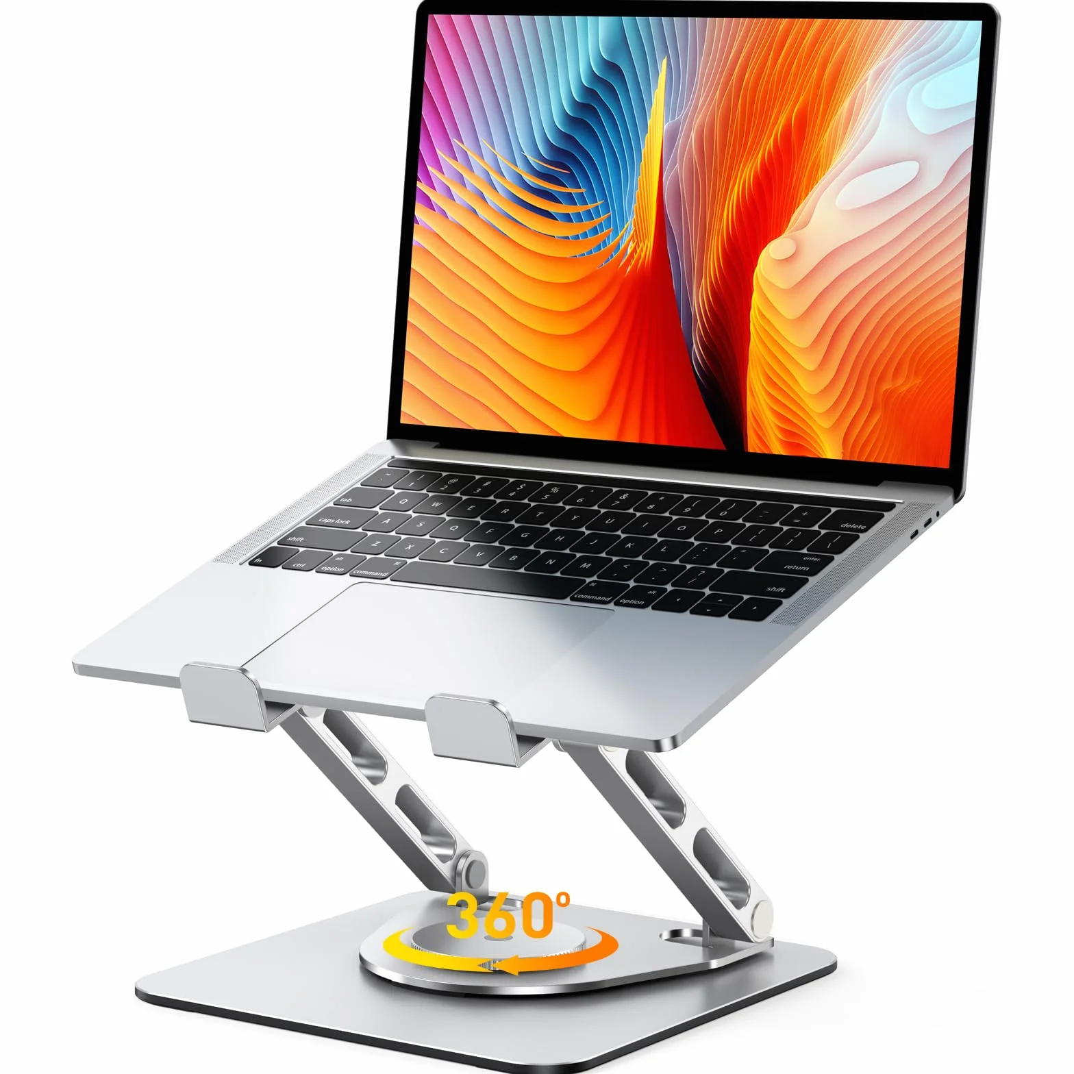 Glangeh Soporte Portatil Mesa 360° Giratorio - Laptop Stand de Doble Varilla Reforzada y Elevador Portátil Ajustable, Diseño Estable para Gaming/Oficina, Compatible con MacBook y Portátiles 10"-16"
