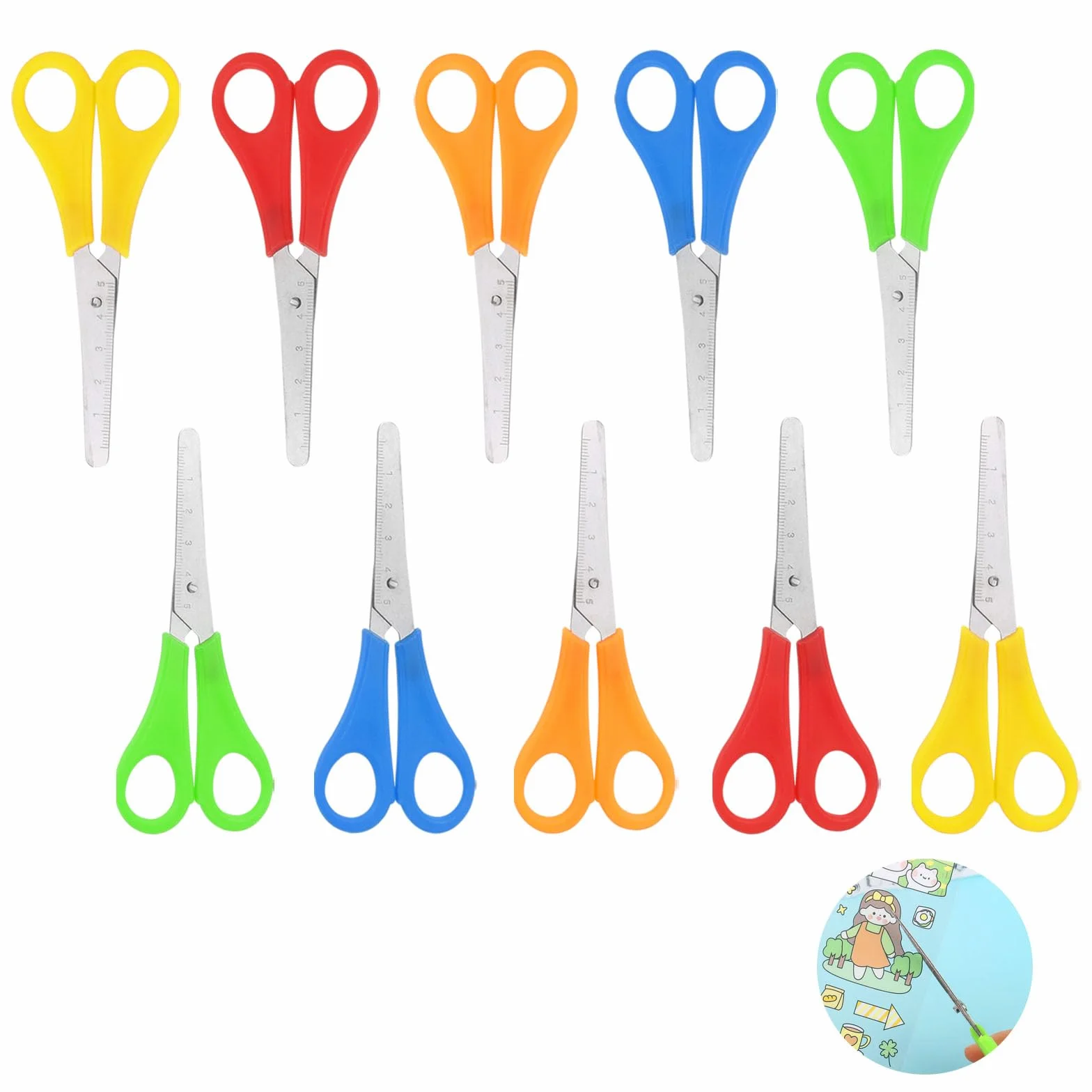 Tijeras de Seguridad para Niños, Acero Inoxidable, 10 Piezas Preescolares