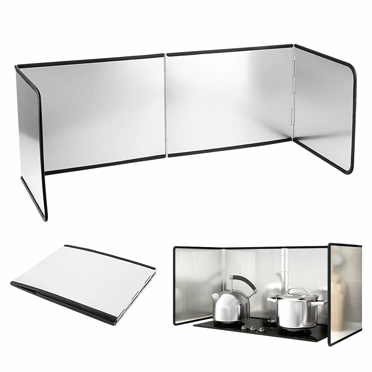 Protector Salpicaduras Cocina Plegable 4 Lados Panel Antisalpicaduras 76x29x30cm