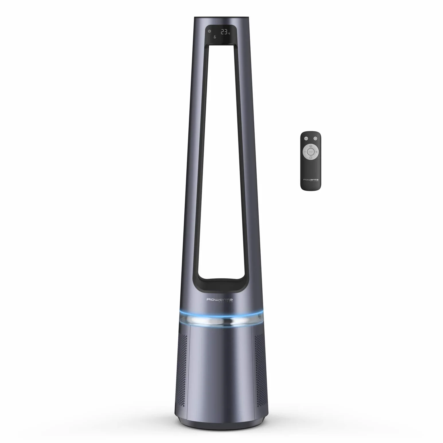 Rowenta 2 en 1 Purificador de Aire y Ventilador, 12 Velocidades, Oscilación, Filtra Partículas Finas hasta el 99,95%, Silencioso, Mando a Distancia, Plata, Eclipse, QU5030