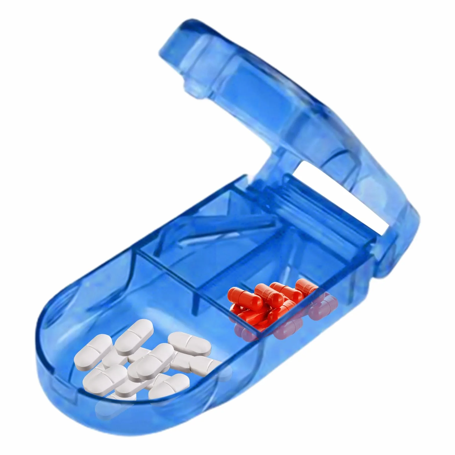 Cortador De Pastillas 2 En 1 con Almacenamiento, Divisor Portátil para Medicamentos