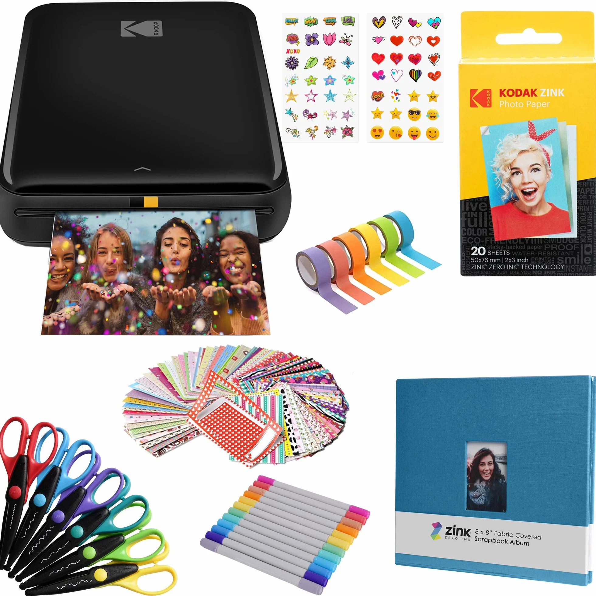 Kodak Step Impresora Móvil com Tecnologia Zink (Negro) Kit de Album de Recortes
