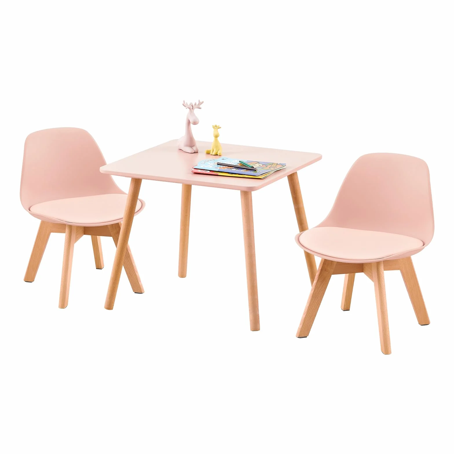 EGGREE Silla Infantil con Patas de Madera, Altura Asiento 33 cm, Rosa