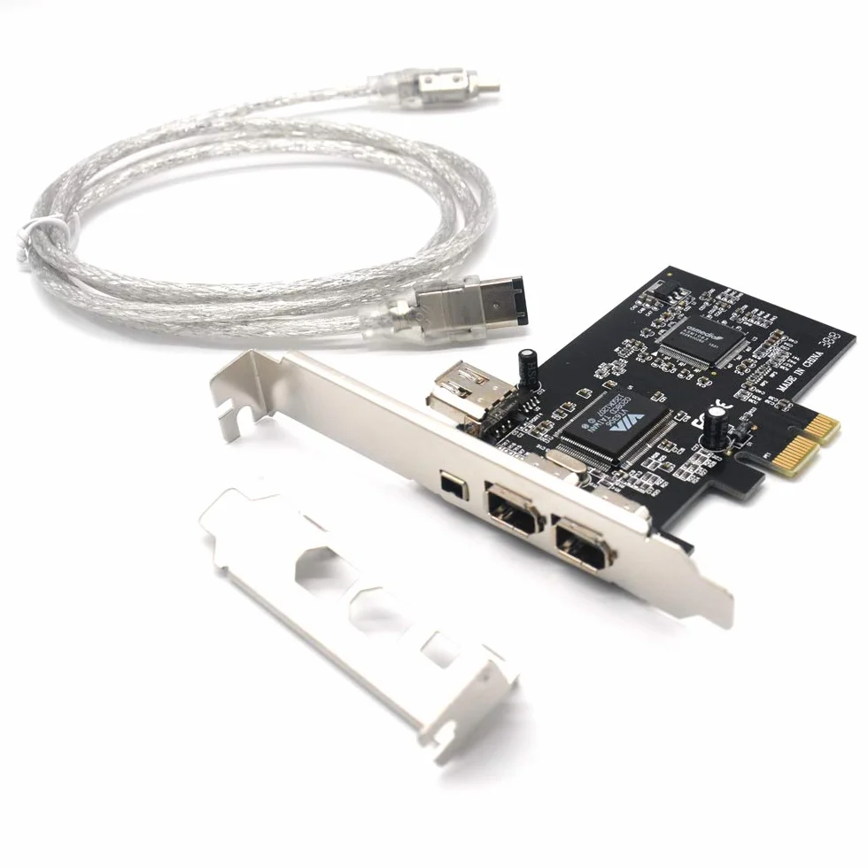 PCIe 1394A Firewire - Tarjeta de expansión PCI Express (1 unidad) a controlador adaptador externo IEEE 1394 (2 x 6 pines + 1 x 4 pines) con soporte de perfil bajo para PC de sobremesa y