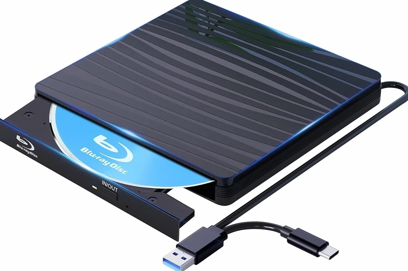 Unidad óptica Externa USB 3.0 for Ordenador portátil, Windows 11/10, Mac, Unidad 3D RW, Reproductor de DVD y CD, grabadora lectora