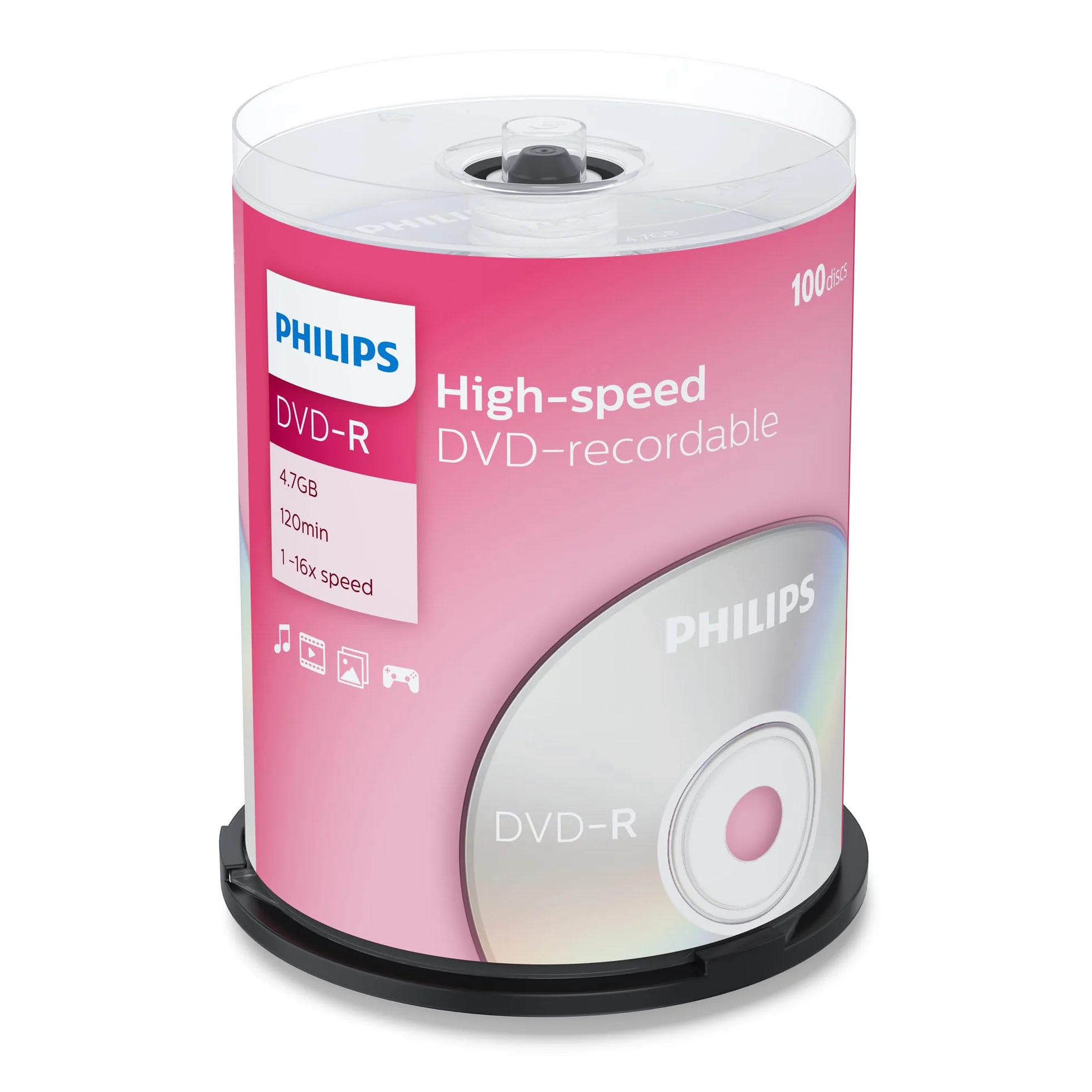 Philips DVD-R 4,7 GB / 120 Min / 16X Tarrina (100 Disc)