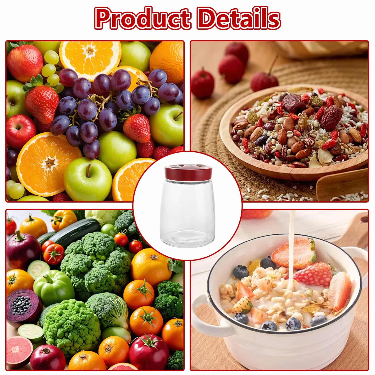 Recipiente de cristal para fermentación 1,4 L con válvula de ventilación para kimchi, kéfir y chucrut
